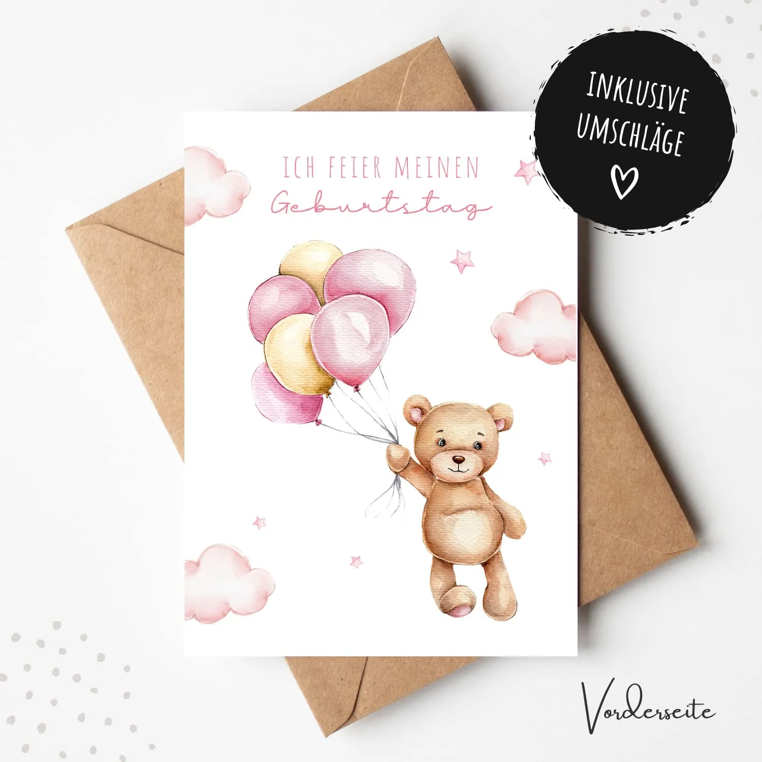 MeinBaby123 Bär Einladungskarten Kindergeburtstag 10er mit Umschlag