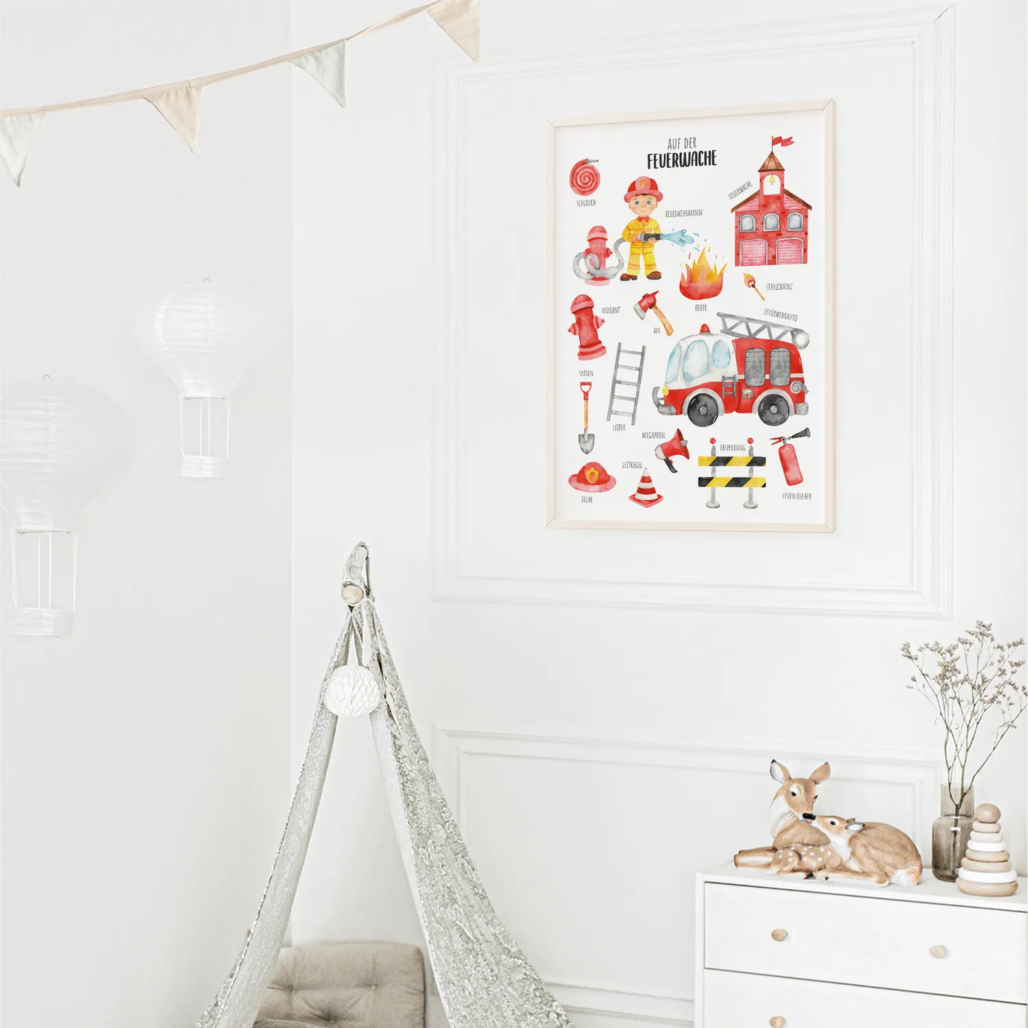 MeinBaby123 Feuerwehr Kinderzimmerposter A2 matt