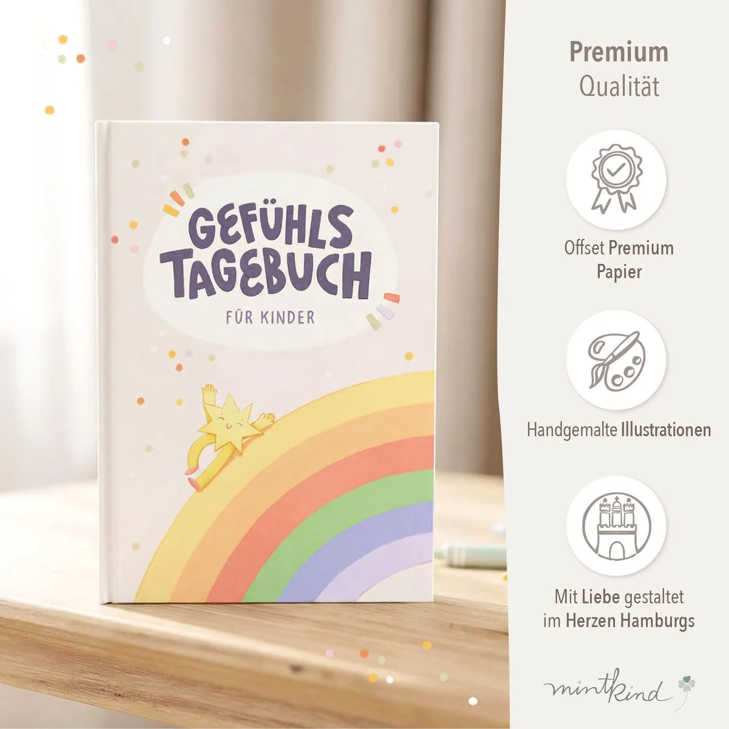 MINTKIND Gefühlstagebuch für Kinder Tagebuch 100 Tage