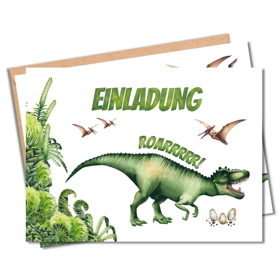 MeinBaby123 Einladungskarten Kindergeburtstag Dino 10er