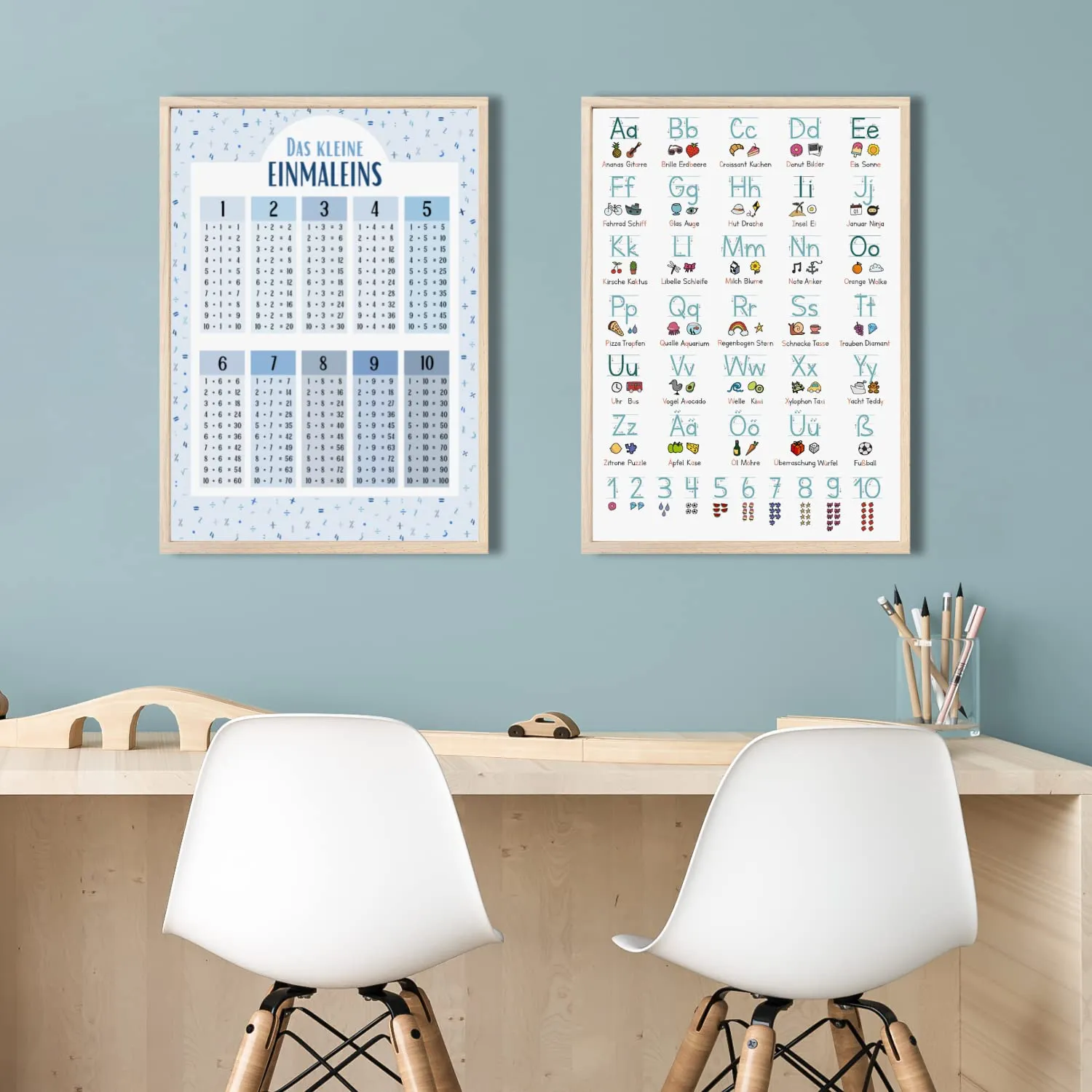 MeinBaby123 Lernposter Grundschrift Einmaleins blau A2 2er
