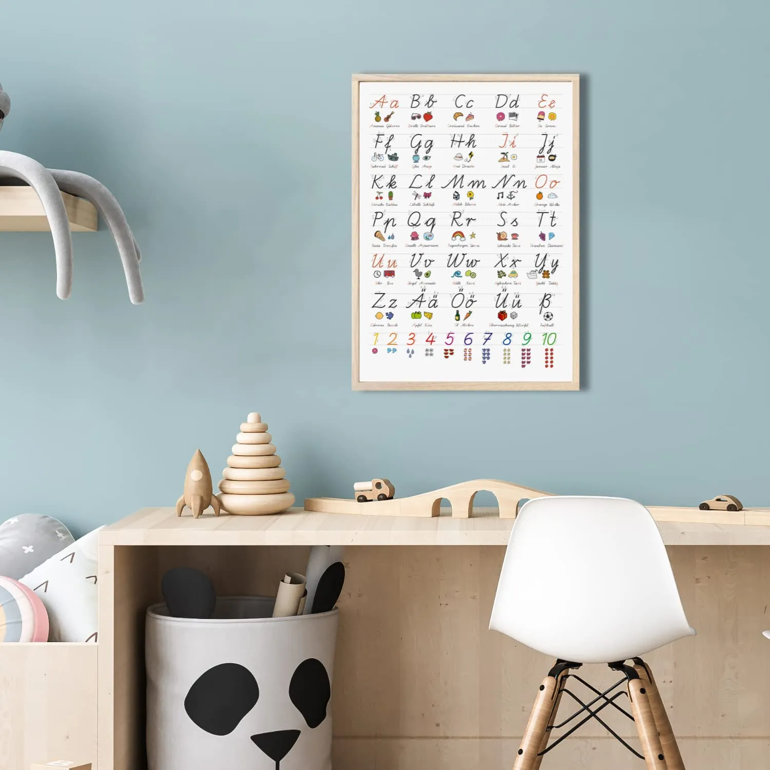 MeinBaby123 Lernposter Grundschrift A2 schwarz-weiß ABC