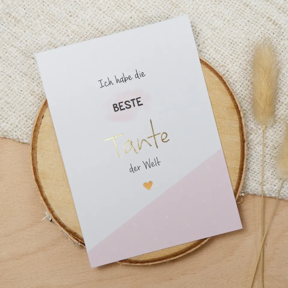 MINTKIND Gold Beste Tante Postkarte Goldfolie DIN A6
