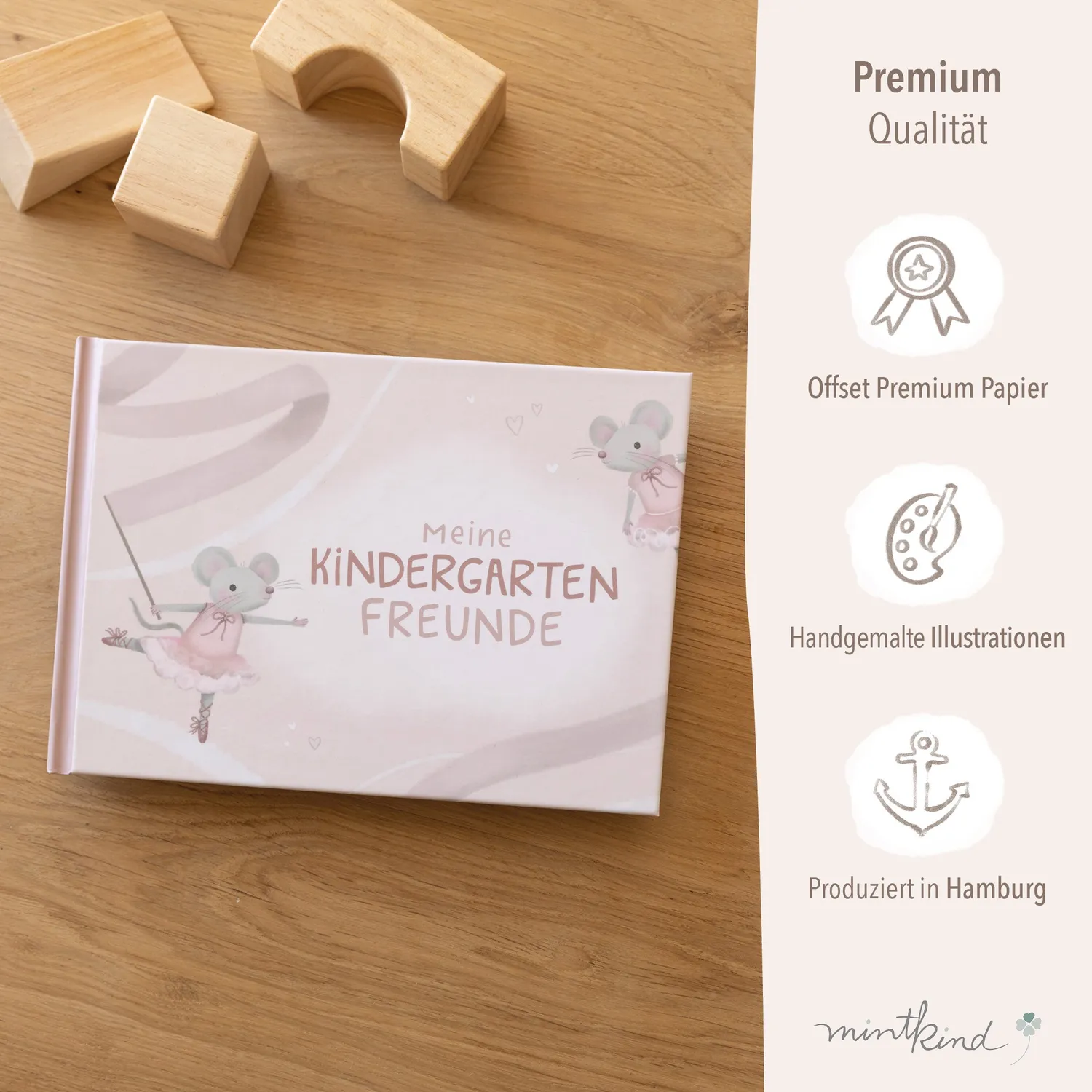 MINTKIND Kindergarten Ballerina Freundebuch 25 Seiten Rosa