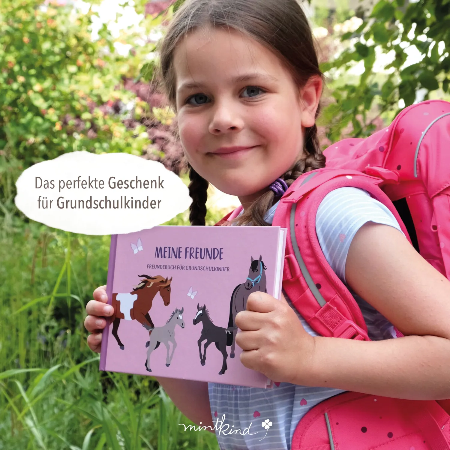 MINTKIND Freundebuch Schule Pferde Rosa 96 Seiten