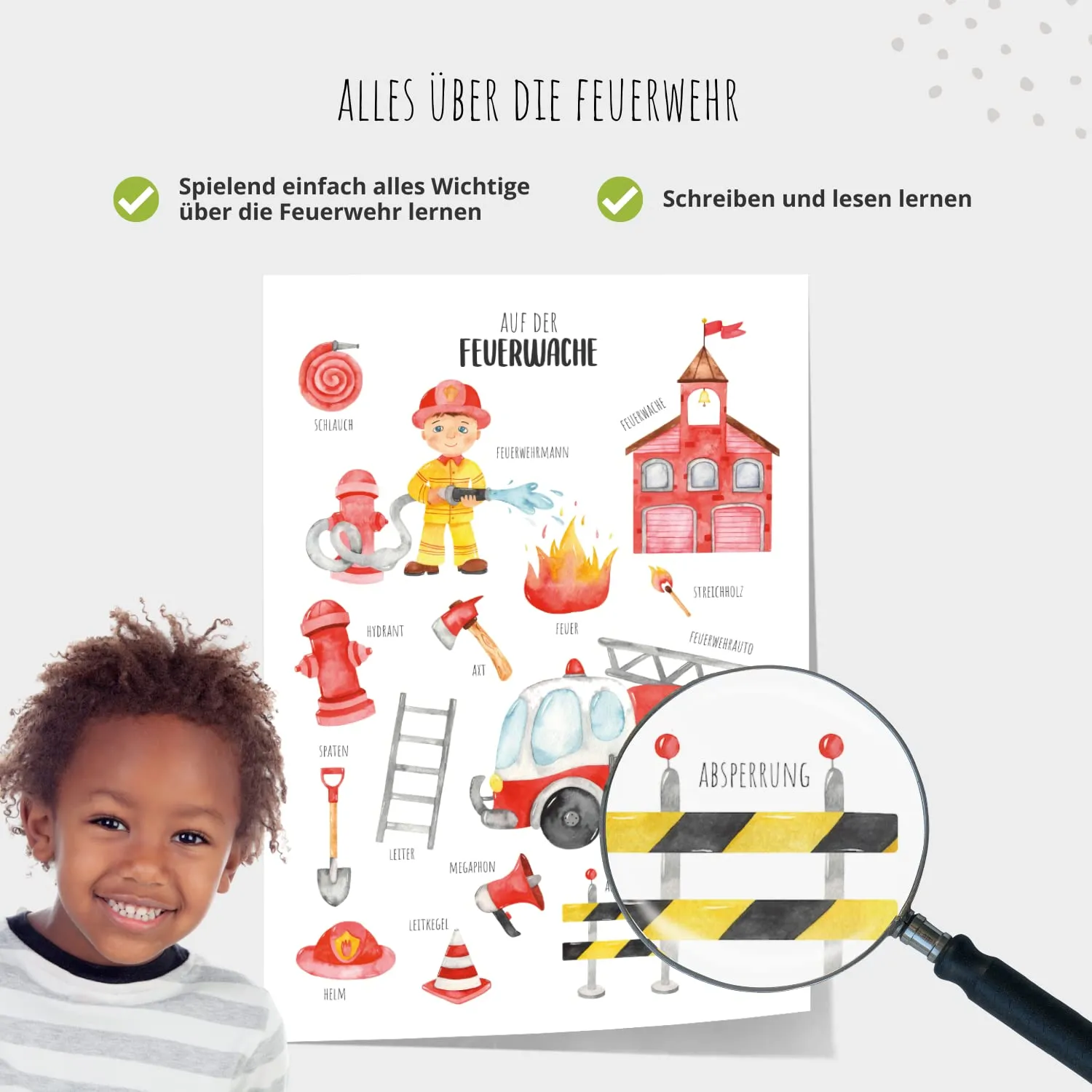 MeinBaby123 Feuerwehr Kinderzimmerposter A2 matt