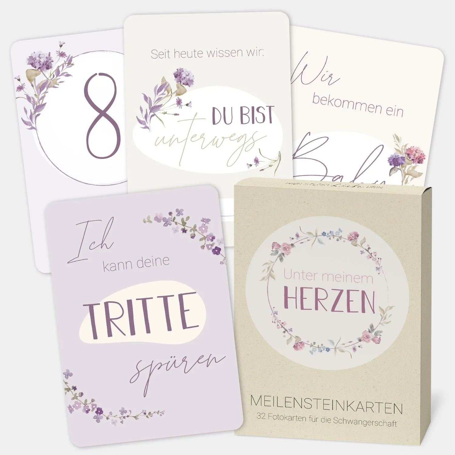 MINTKIND Meilensteinkarten Schwangerschaft Beige Fotos