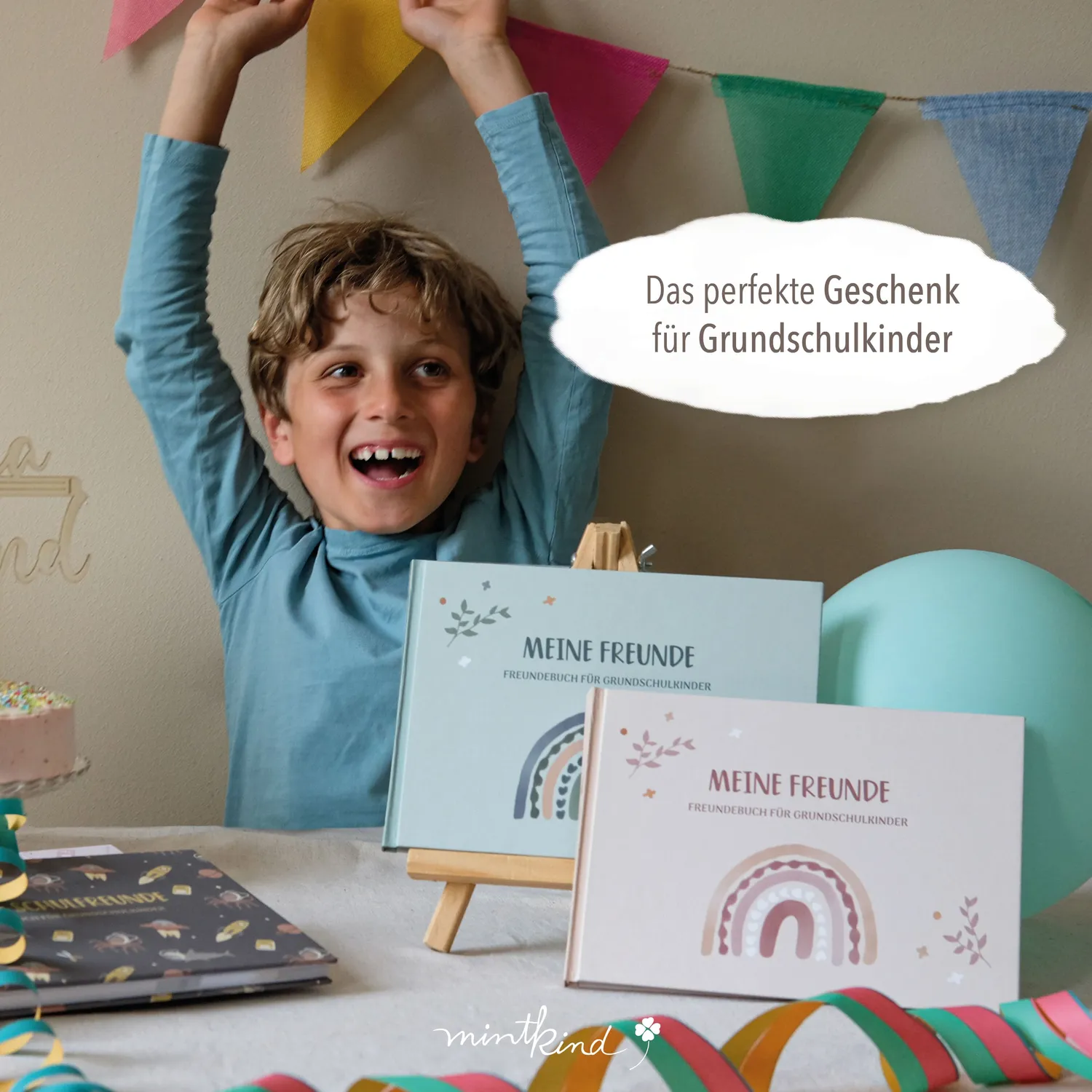 MINTKIND Freundebuch Grundschule Regenbogen Mint 80 Seiten