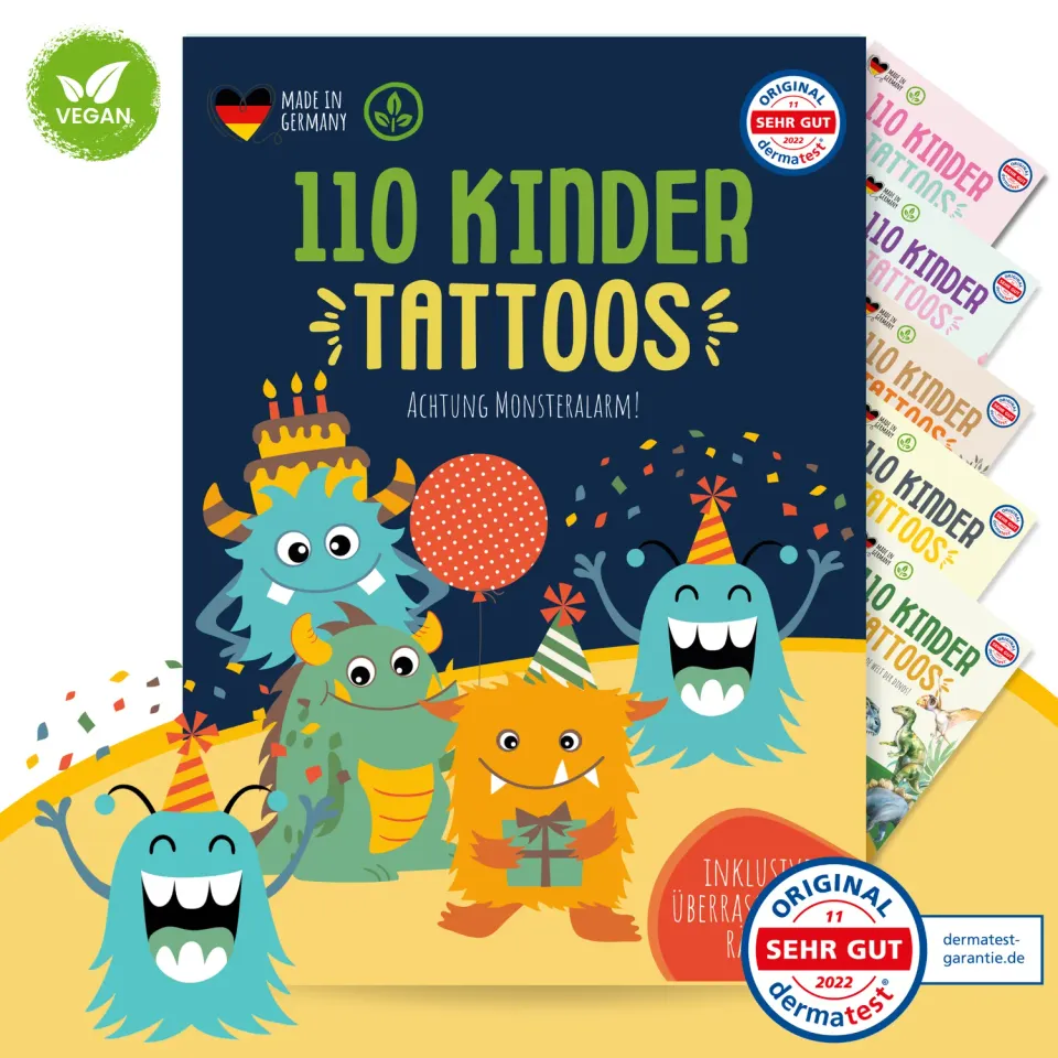 MeinBaby123 Monster Kinder-Tattoos 110 Sticker vegan