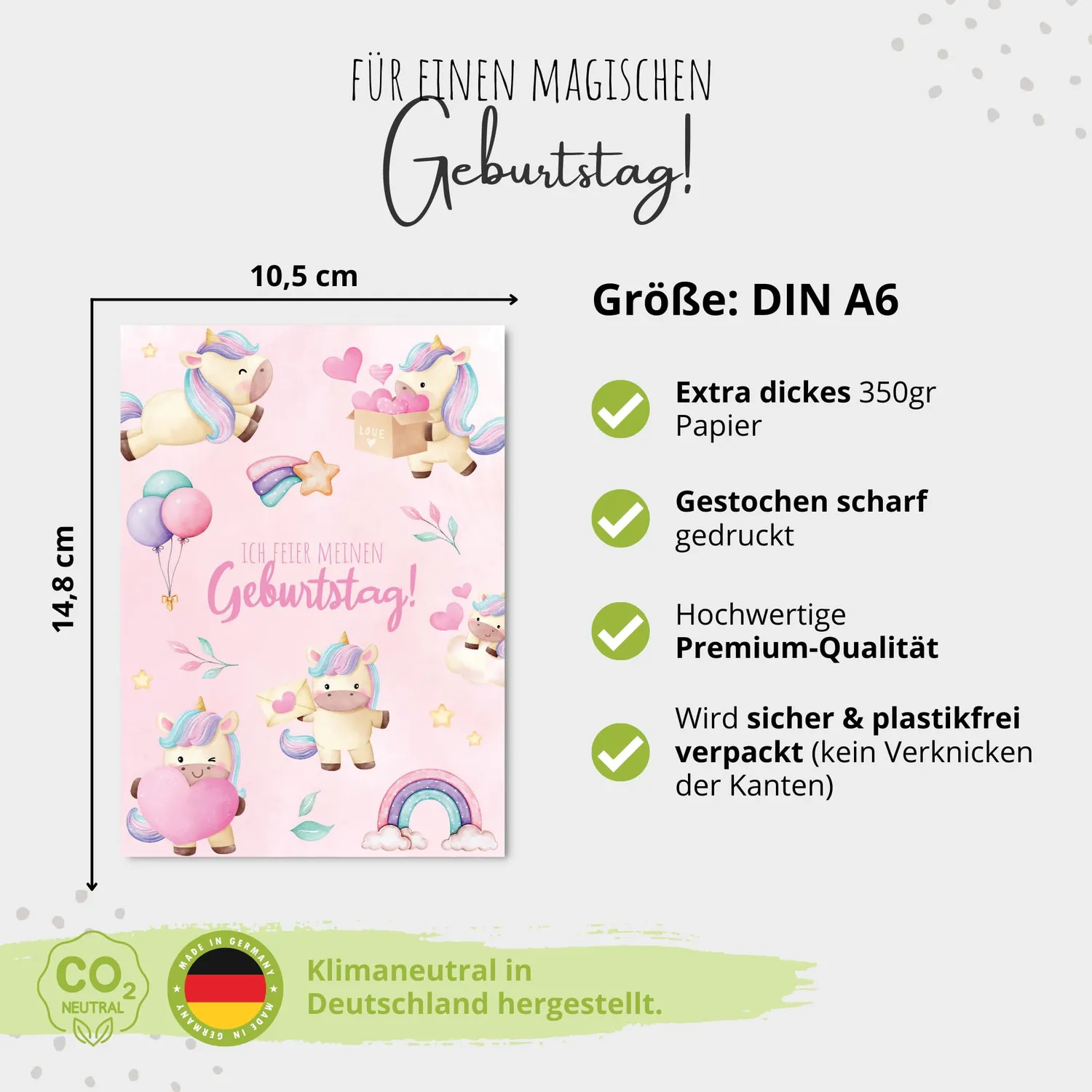 MeinBaby123 Einhorn Einladungskarten Kindergeburtstag 10er Umschlag