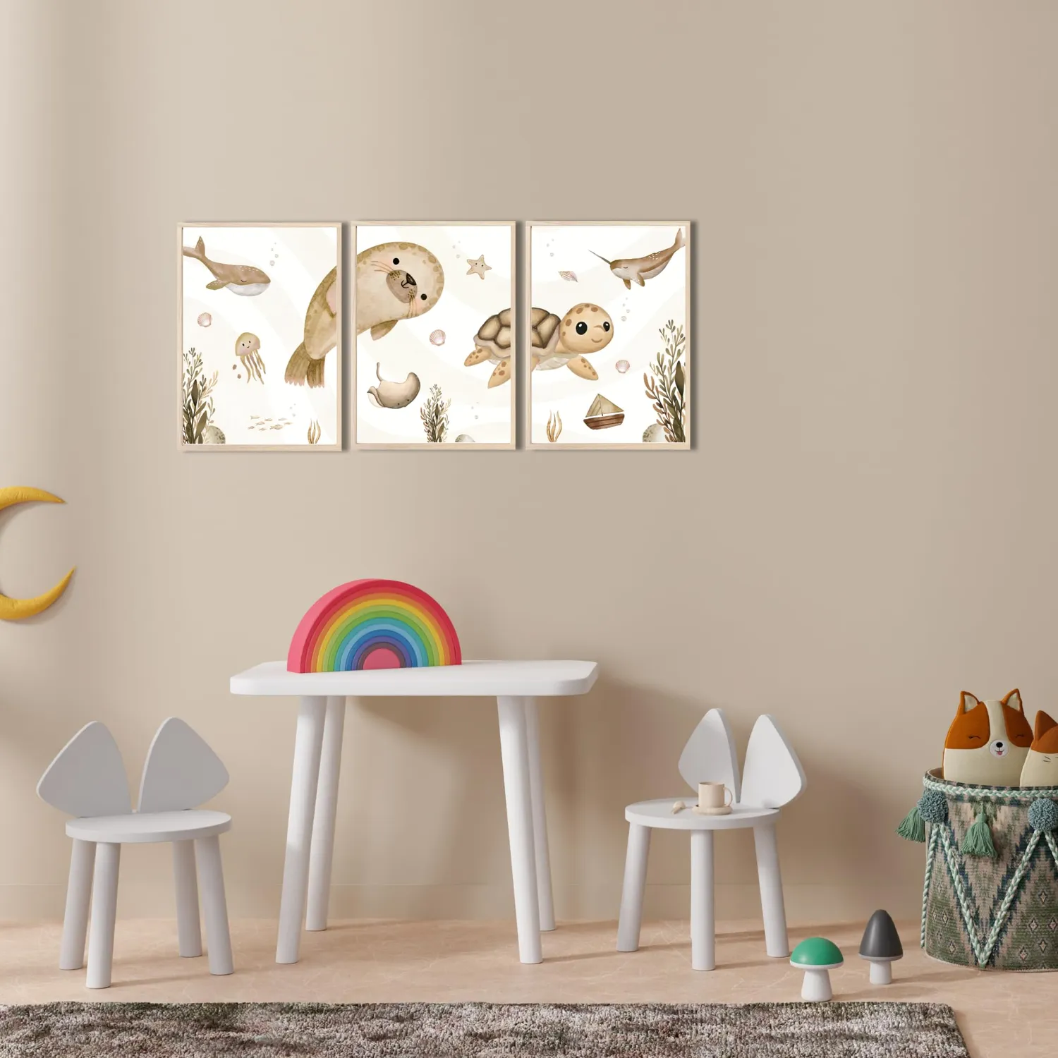 MeinBaby123 Unterwasserwelt Poster Kinderzimmer 3er Set A4