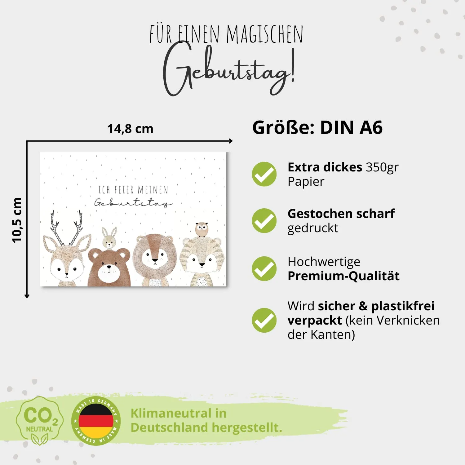 MeinBaby123 Süße Tiere Einladungskarten Kindergeburtstag 10er Set