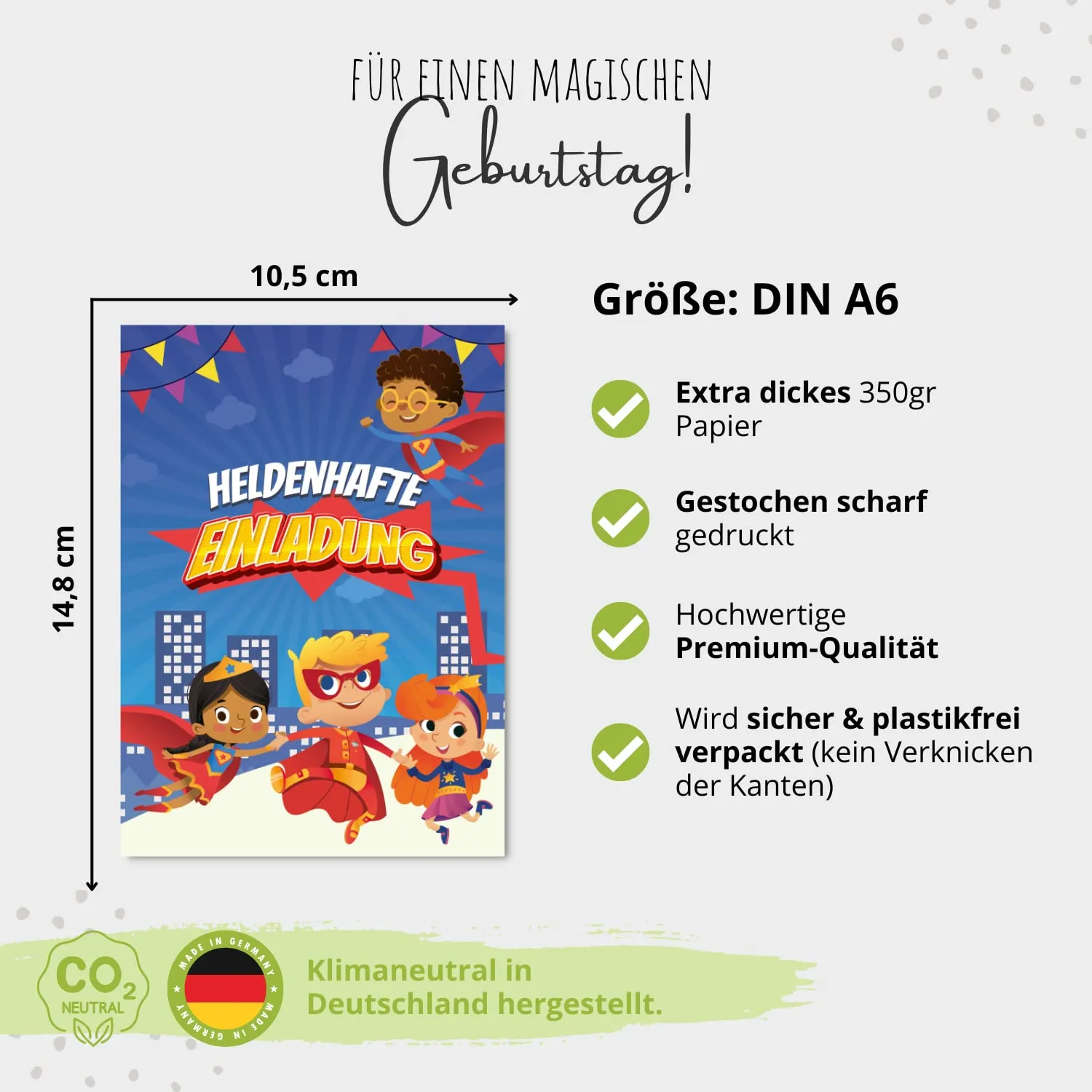 MeinBaby123 Superhelden Einladungskarten 10 Stück