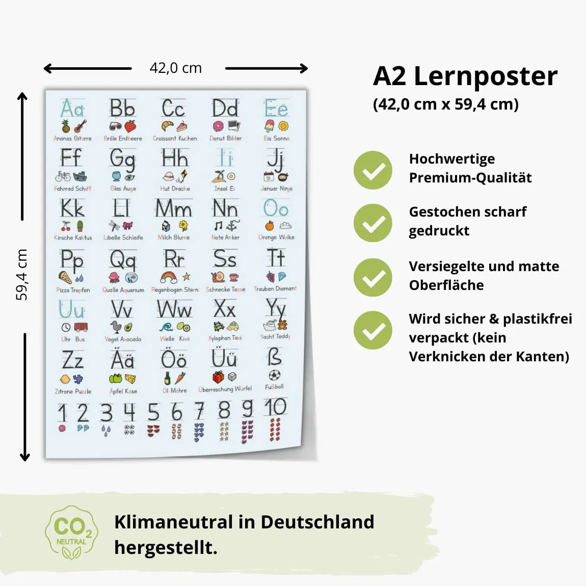 MeinBaby123 Lernposter Grundschrift A2 Poster schwarz/blau