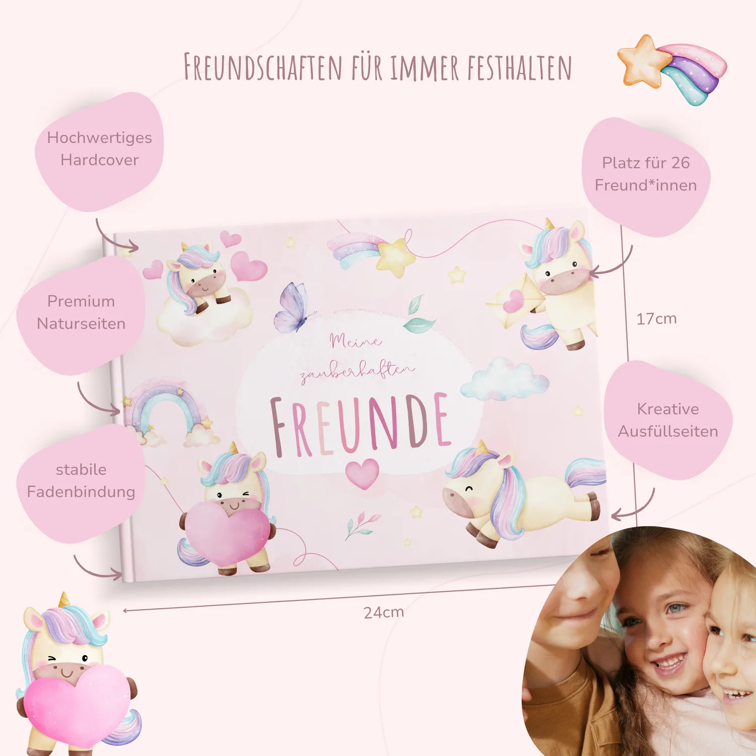 MeinBaby123 Freundebuch Kinder Einhörner Hardcover 26