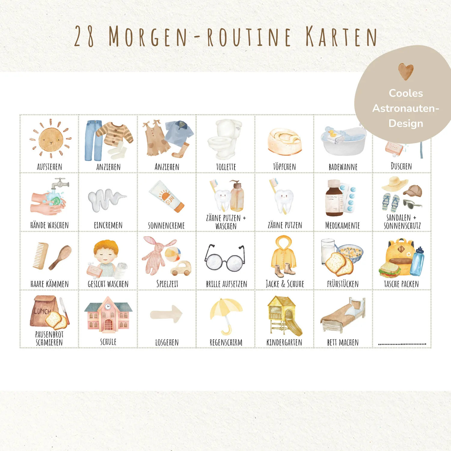 MeinBaby123 Astronaut Morgen- Abendroutine Kinder zum Ausdrucken