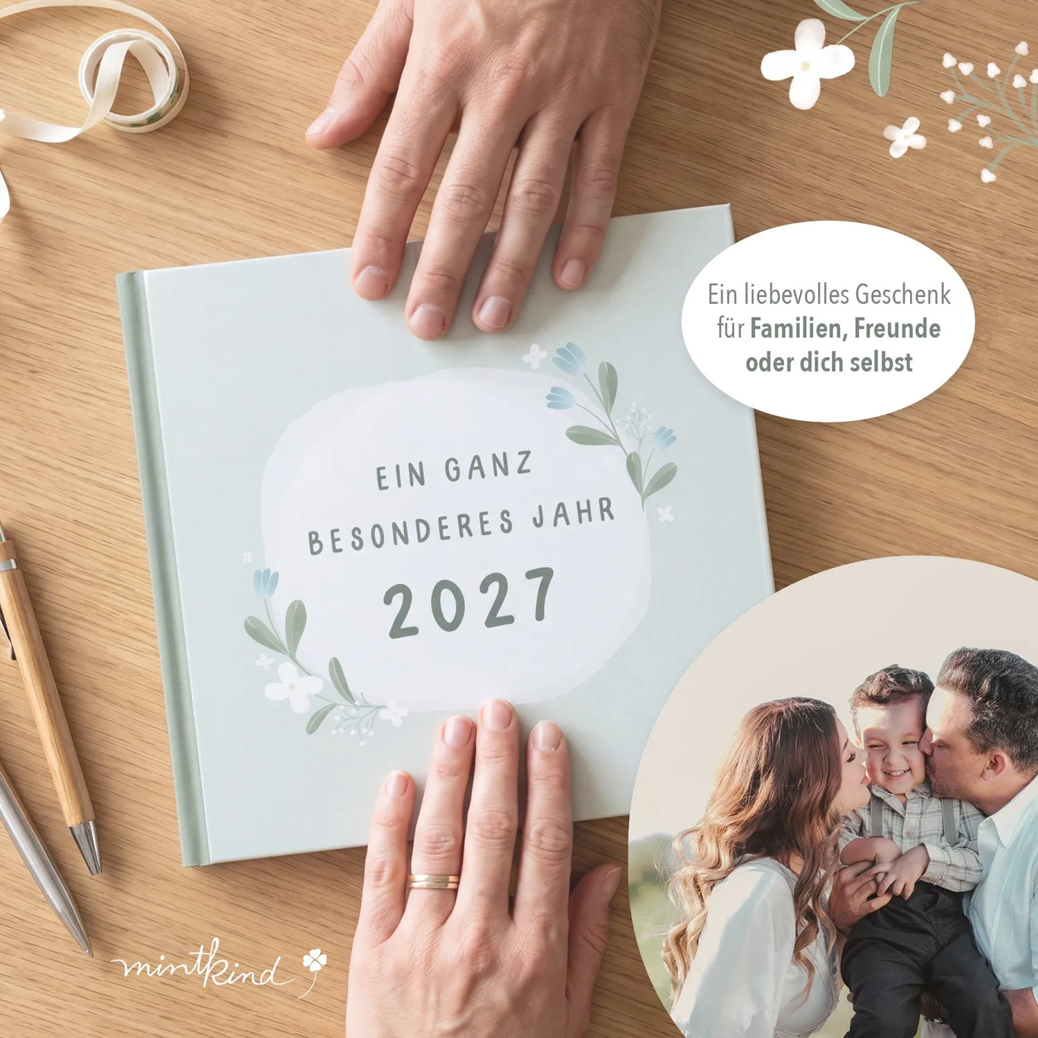 MINTKIND Jahrbuch 2027 Erinnerungsbuch Familienbuch gebunden