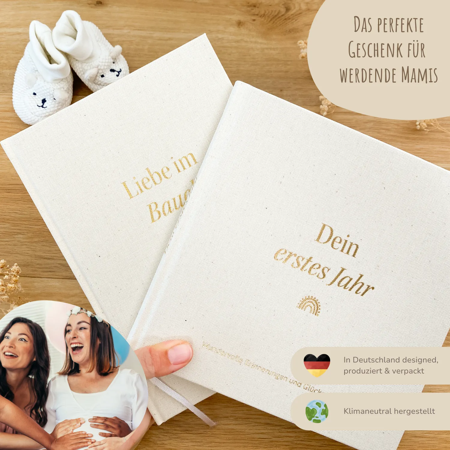 MeinBaby123 Liebe im Bauch Leinenbücher Schwangerschaft 2er-Set