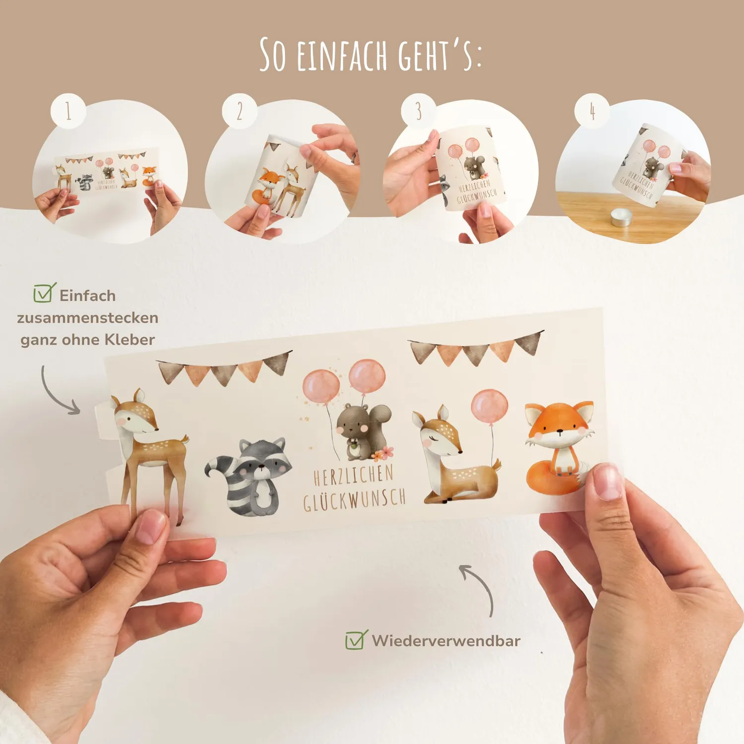 MeinBaby123 Süße Tiere Windlichter 10 Stück
