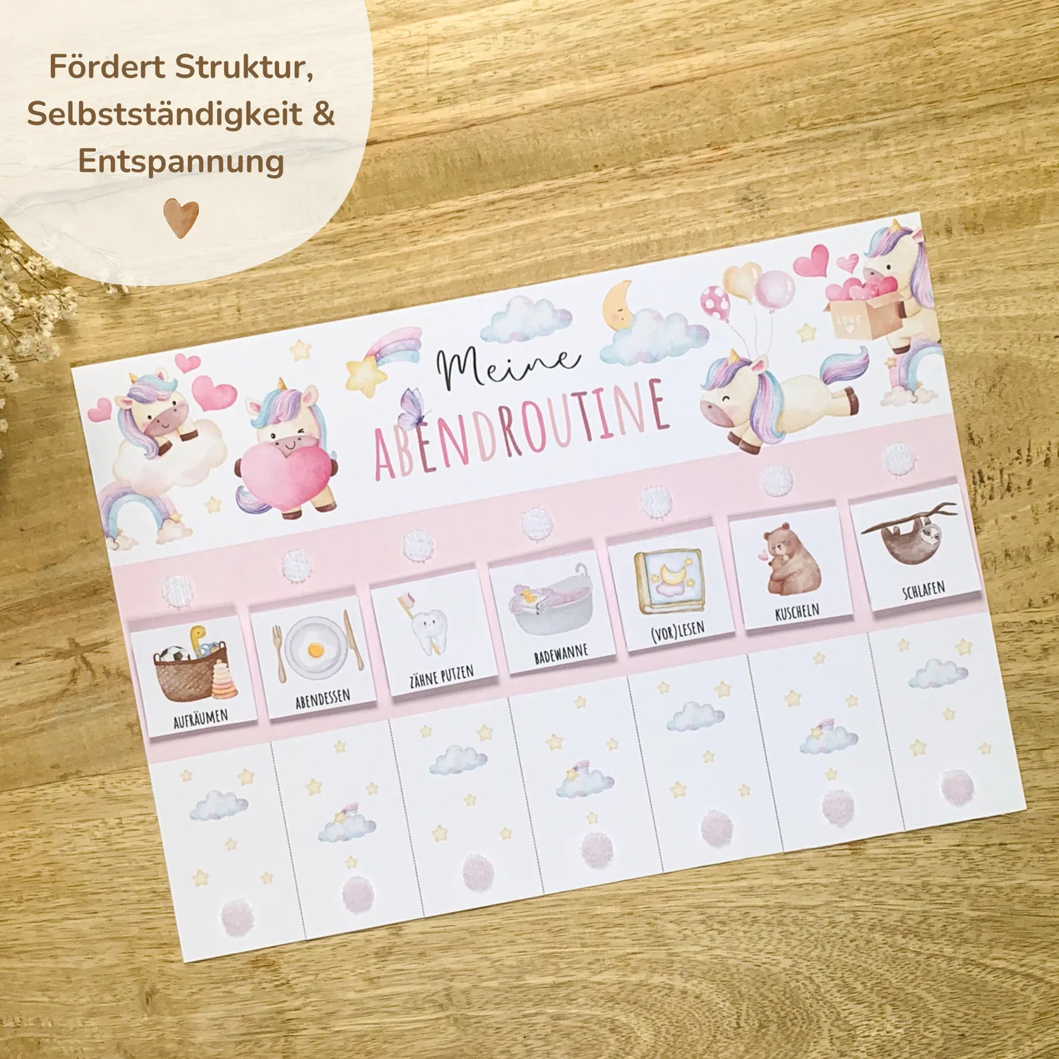 MeinBaby123 Morgen-Abendroutine Einhorn Stundenplan PDF