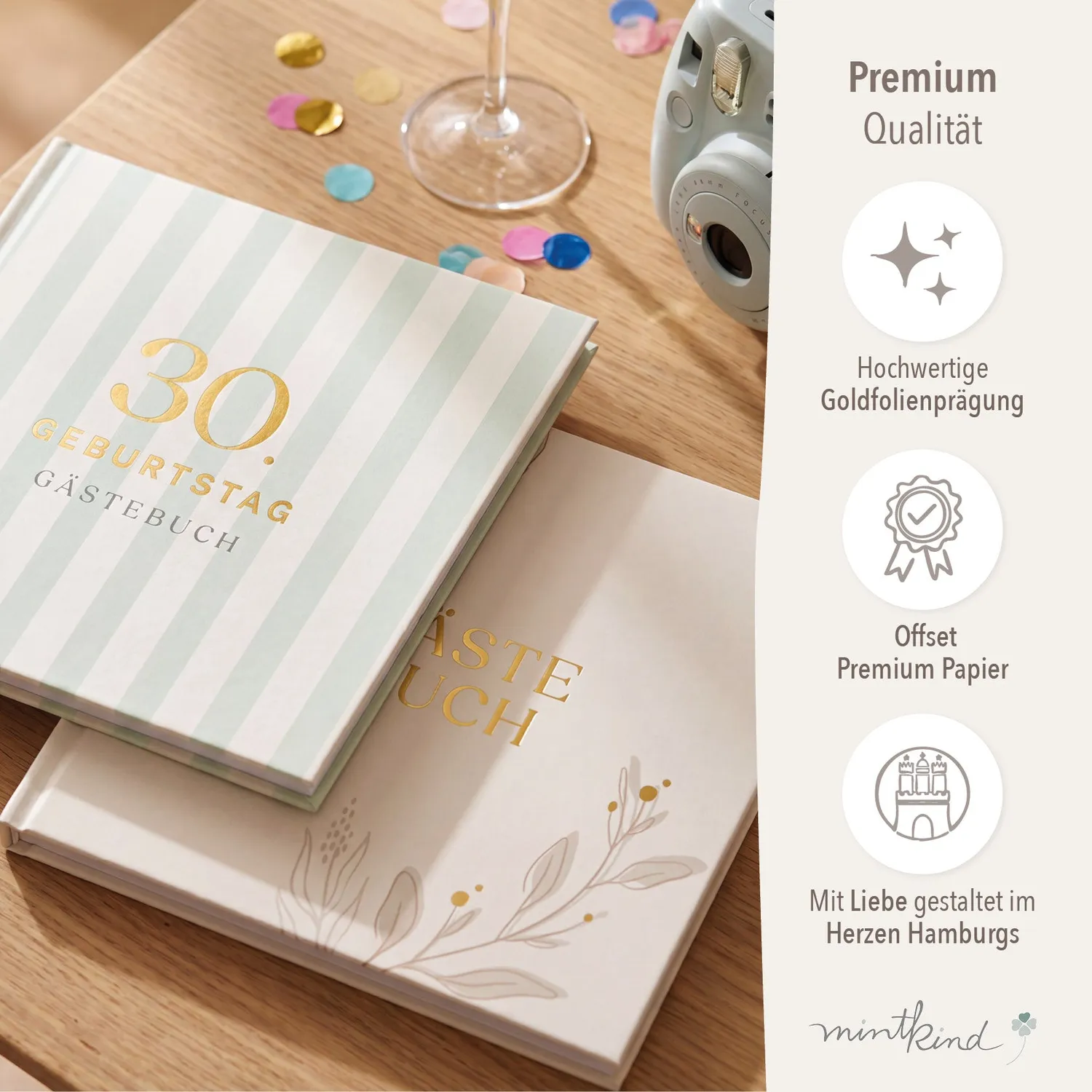 MINTKIND Gästebuch Geburtstag Beige 56 Seiten blanko