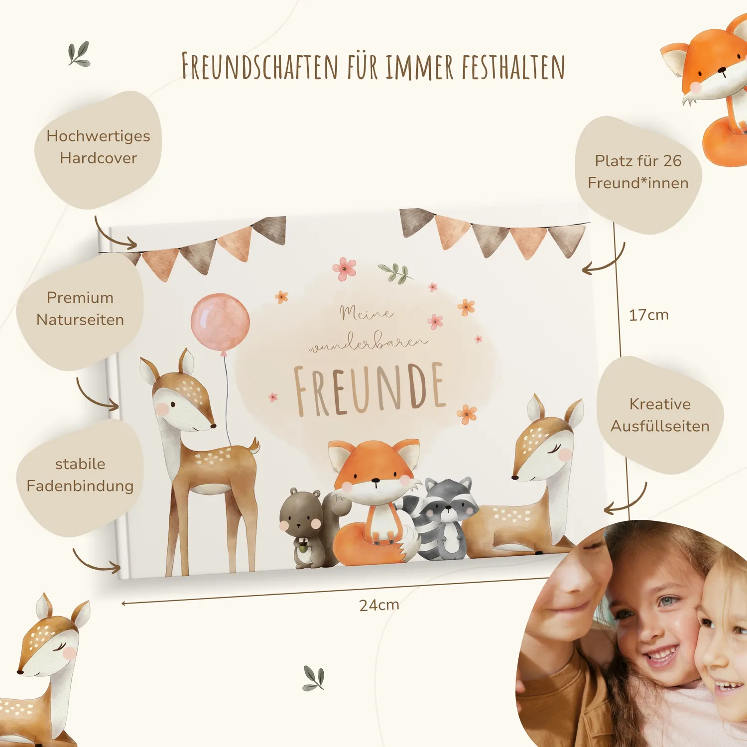 MeinBaby123 Freundebuch Kinder Süße Tiere 76 Seiten