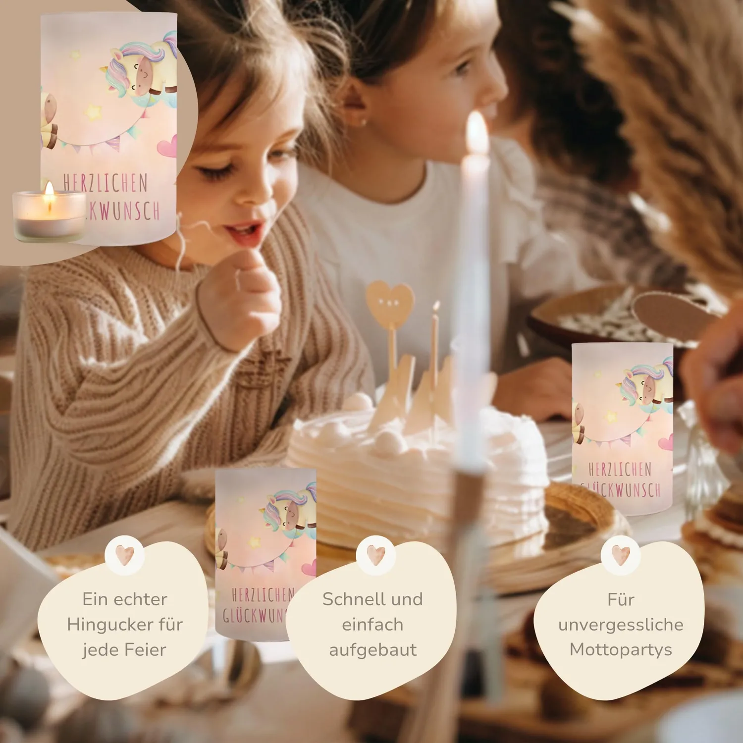 MeinBaby123 Einhorn Windlicht Tischdeko 10 Stück Transparentpapier
