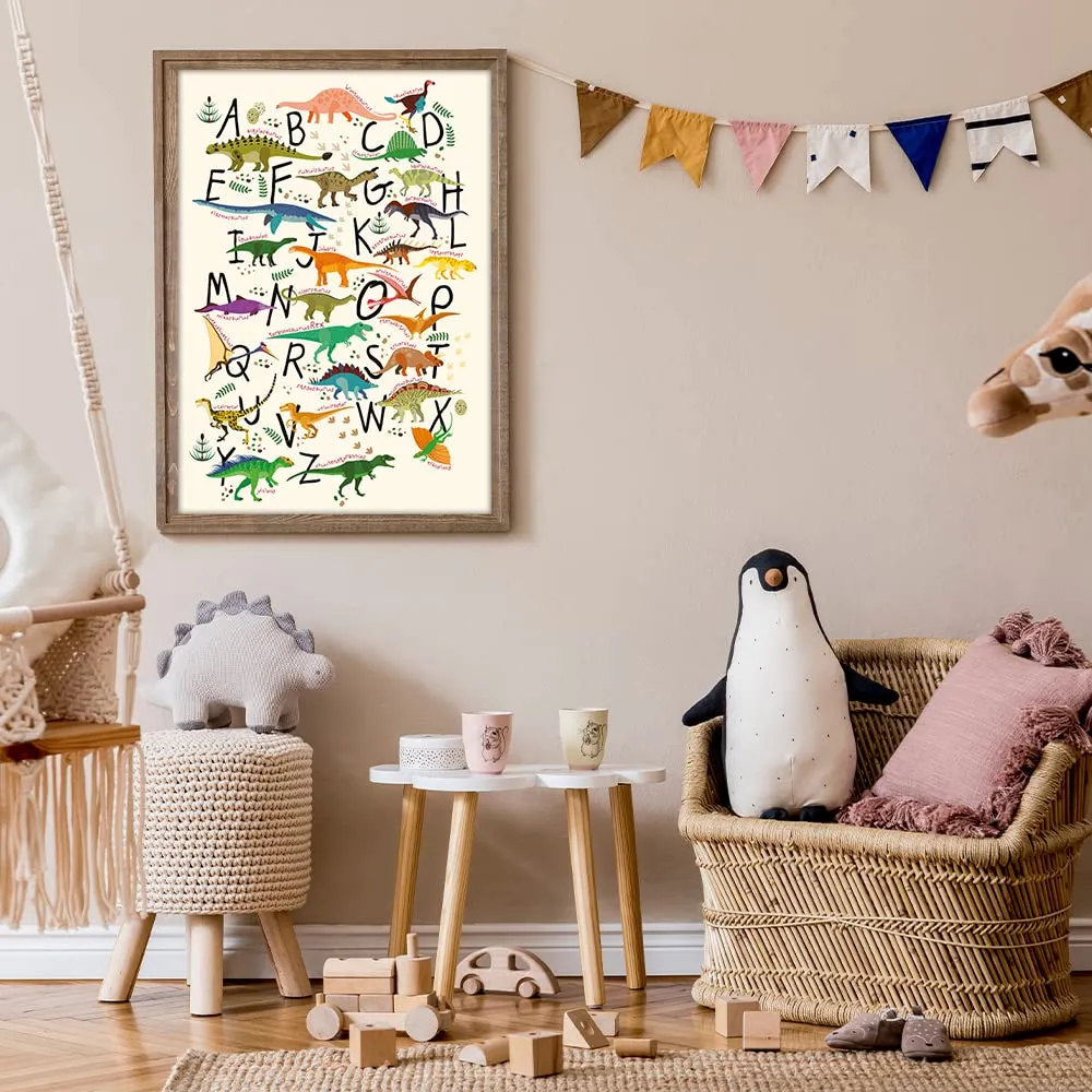MeinBaby123 Dino ABC Poster A2 Kinderzimmer 300g matt