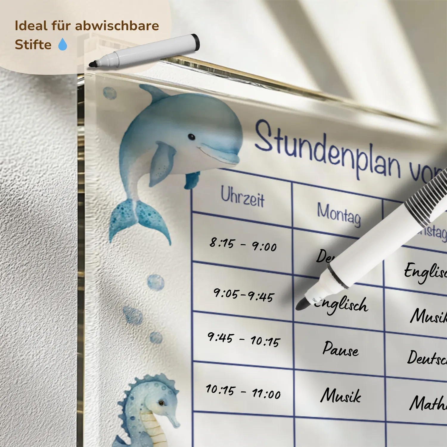 MeinBaby123 Unterwasserwelt Stundenplan Acryl A4 Holzhalterung