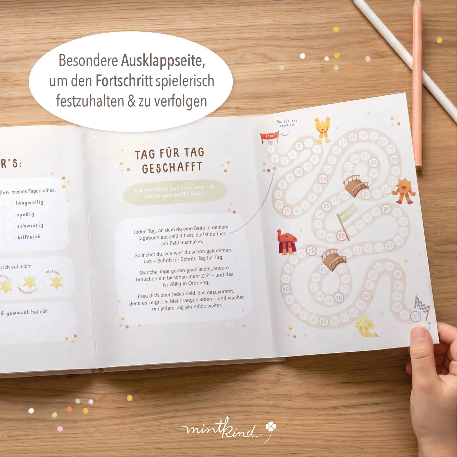 MINTKIND Gefühlstagebuch für Kinder Tagebuch 100 Tage