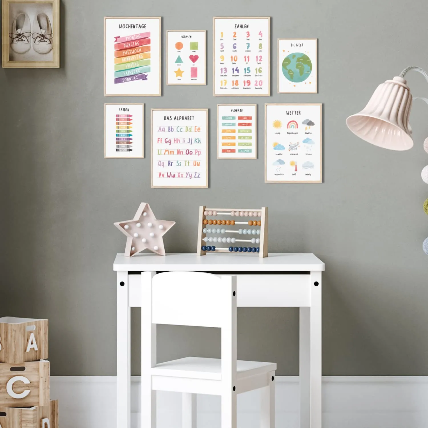 MeinBaby123 Lernposter 8er Set A4 & A5 Alphabet ABC Zahlen
