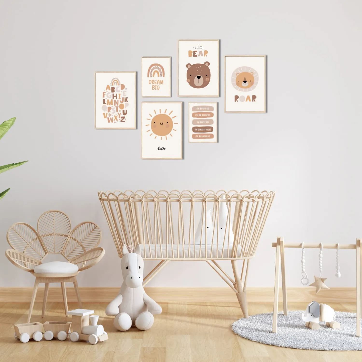 MeinBaby123 Süße Tiere Poster 6er Set A4/A5 Boho