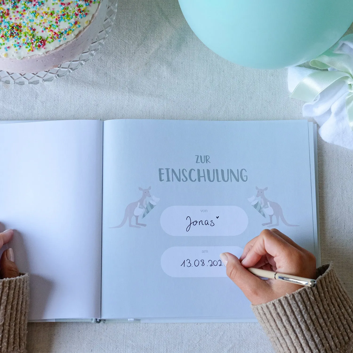 MINTKIND Meine Einschulung Gästebuch Beige Schulanfang