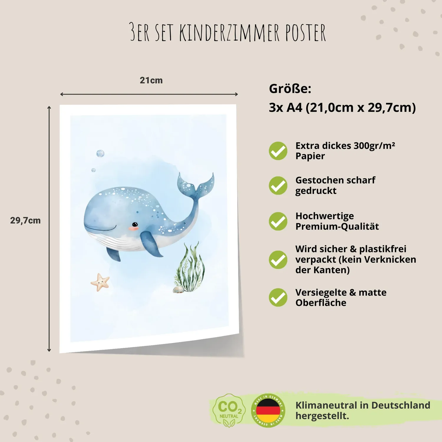 MeinBaby123 Unterwasserwelt Poster 3er Set A4