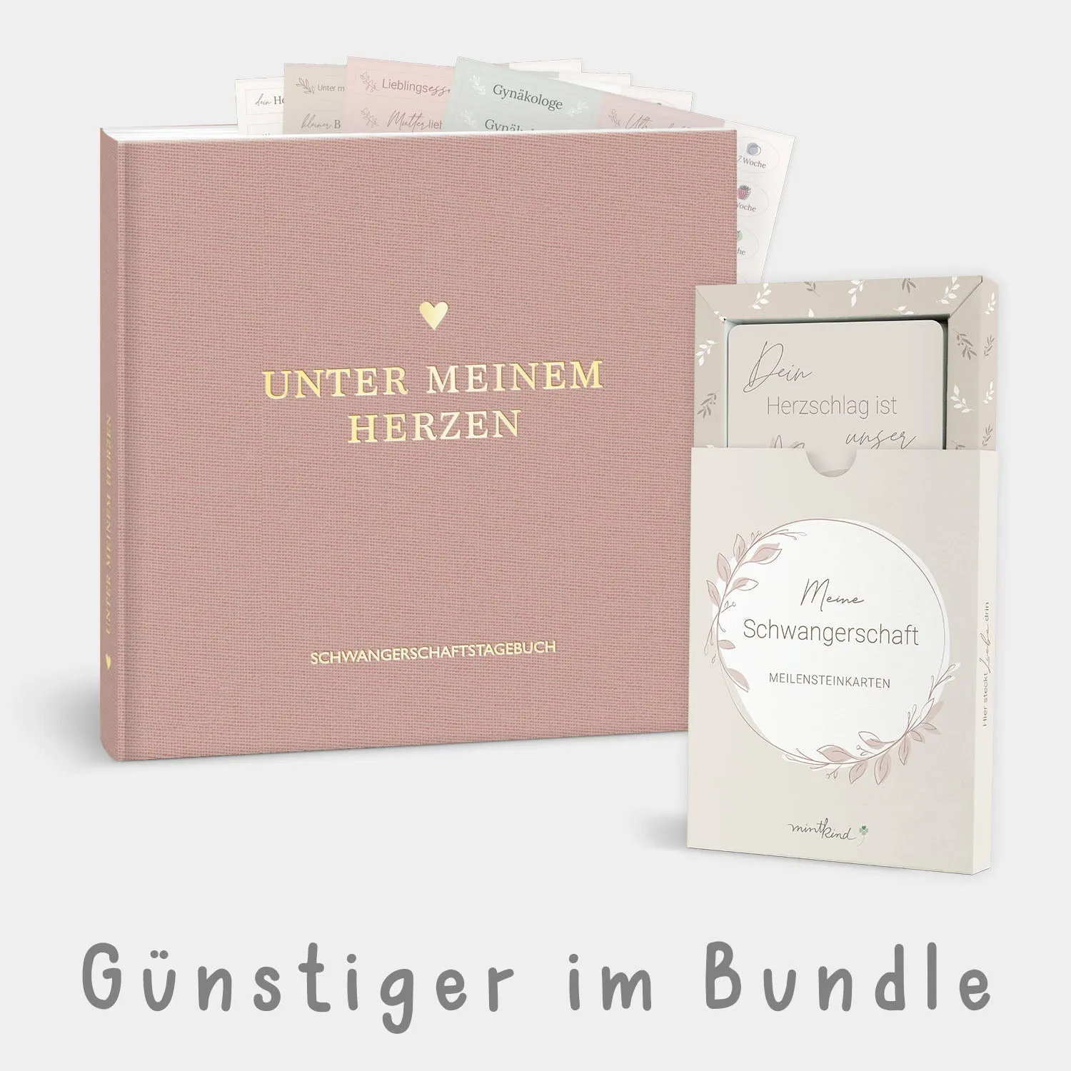 MINTKIND Schwangerschaft Bundle Tagebuch Karten Sticker Set