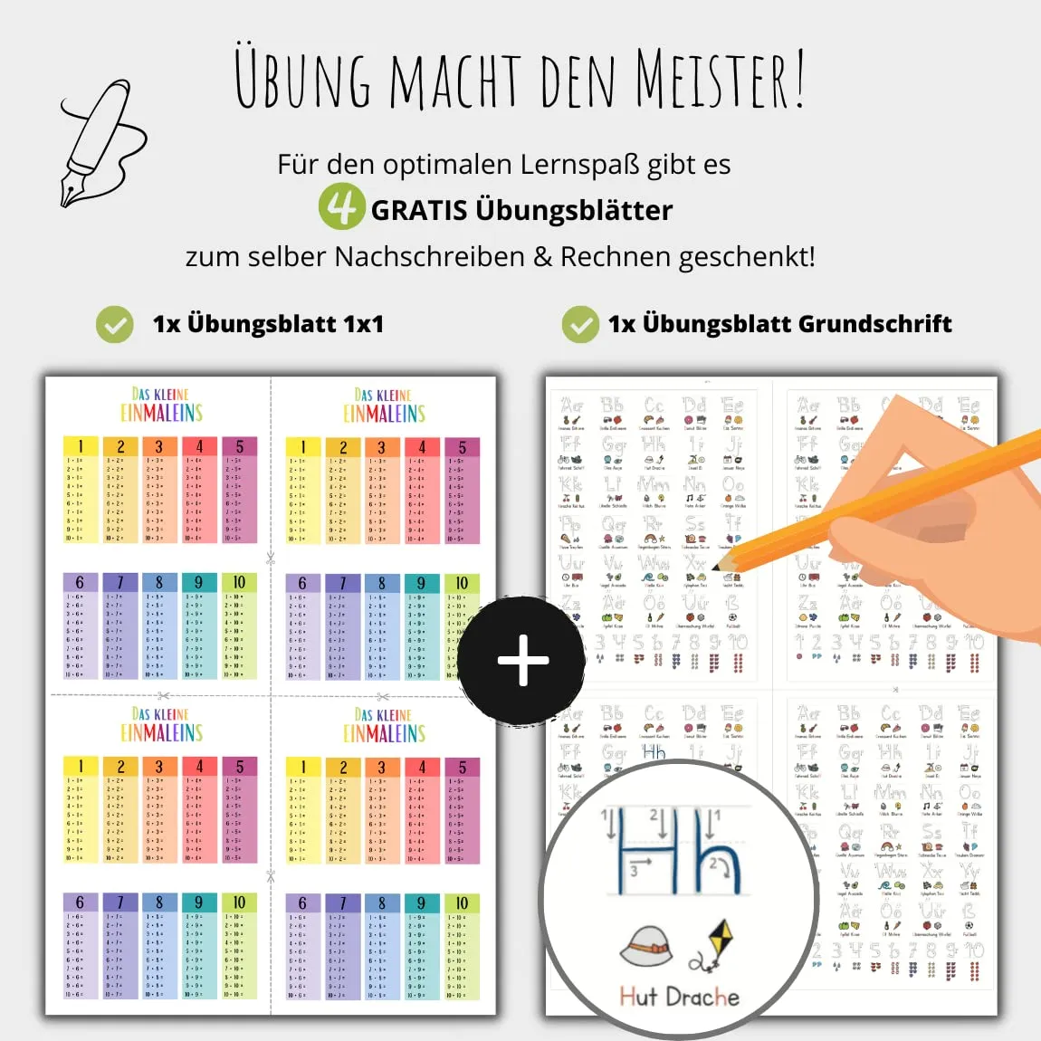 MeinBaby123 Lernposter Grundschrift Einmaleins rosa 2er A2