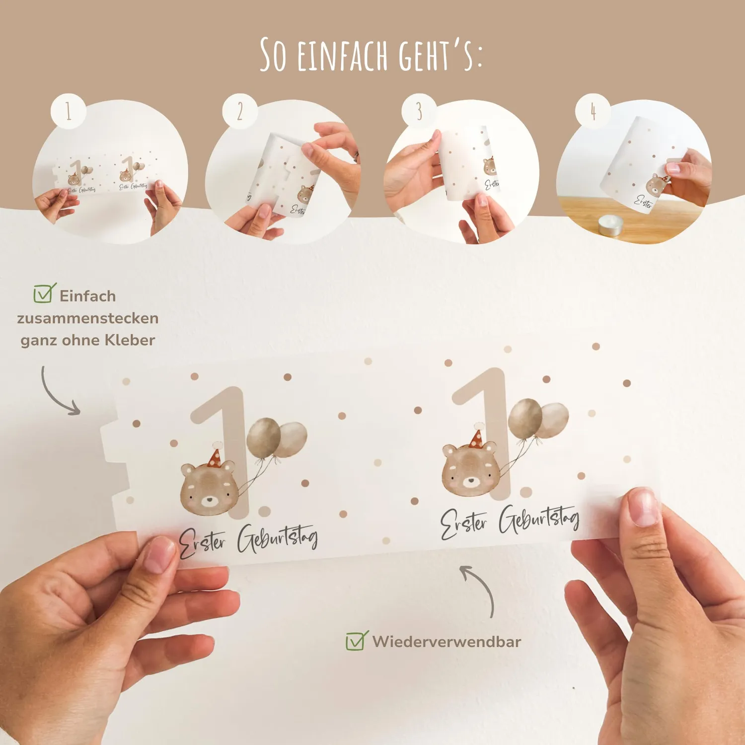 MeinBaby123 Bär Windlichter 1. Geburtstag 10 Stück Deko