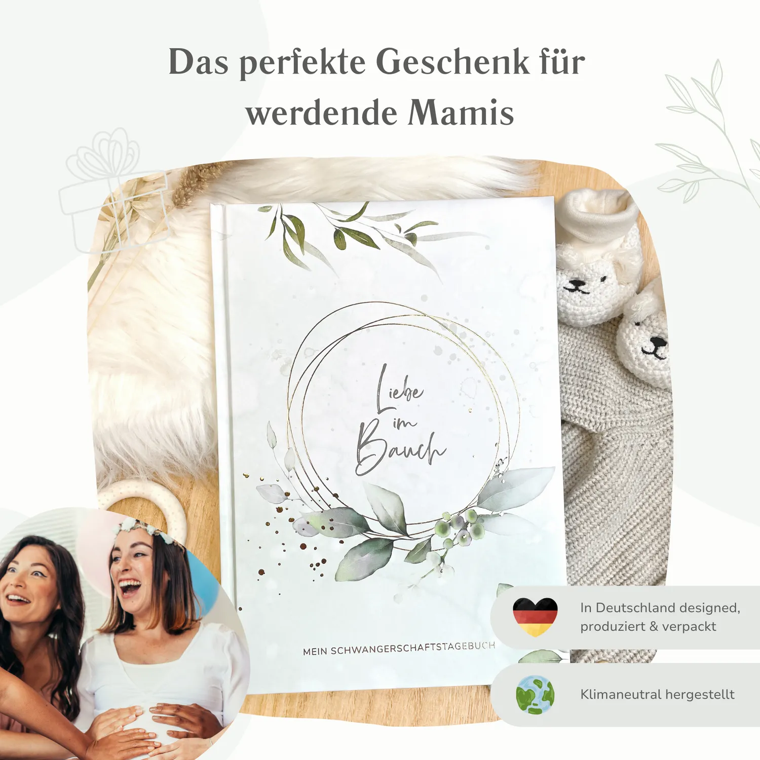 MeinBaby123 Schwangerschaftstagebuch Mint Eukalyptus 136 Seiten