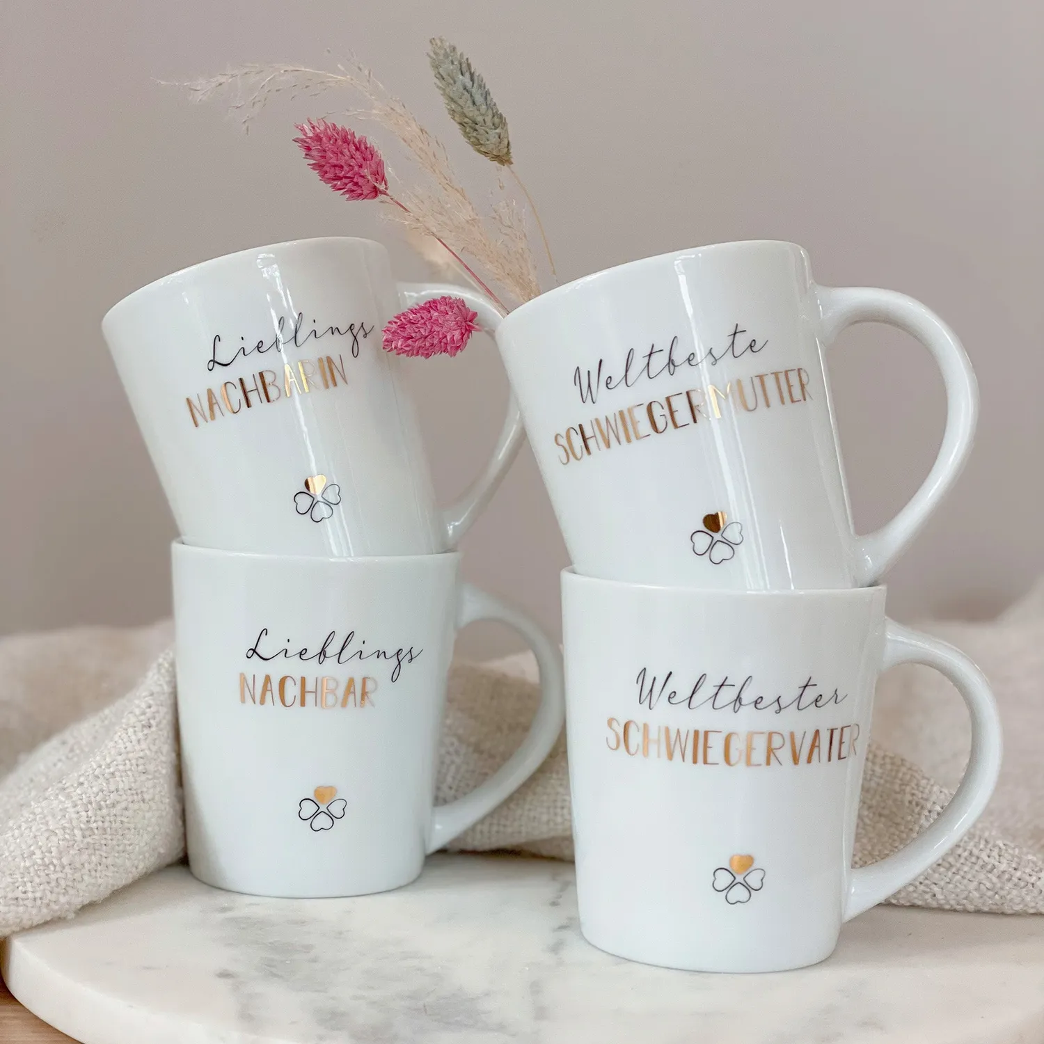 MINTKIND Lieblings Nachbar Becher Porzellan 250 ml mit Golddruck