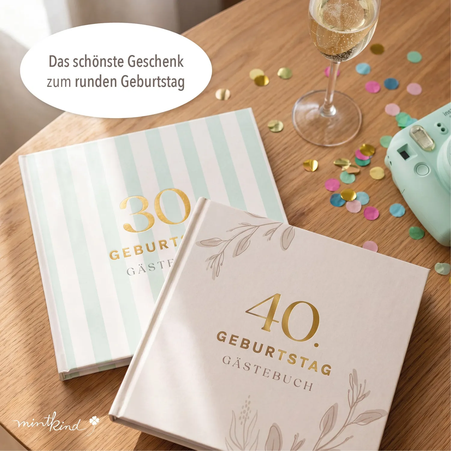 MINTKIND Gästebuch Geburtstag Beige 56 Seiten blanko