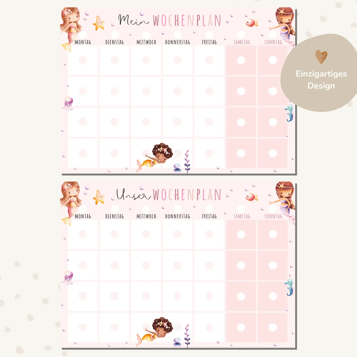 MeinBaby123 Wochenplan Meerjungfrauen PDF Ausdrucken