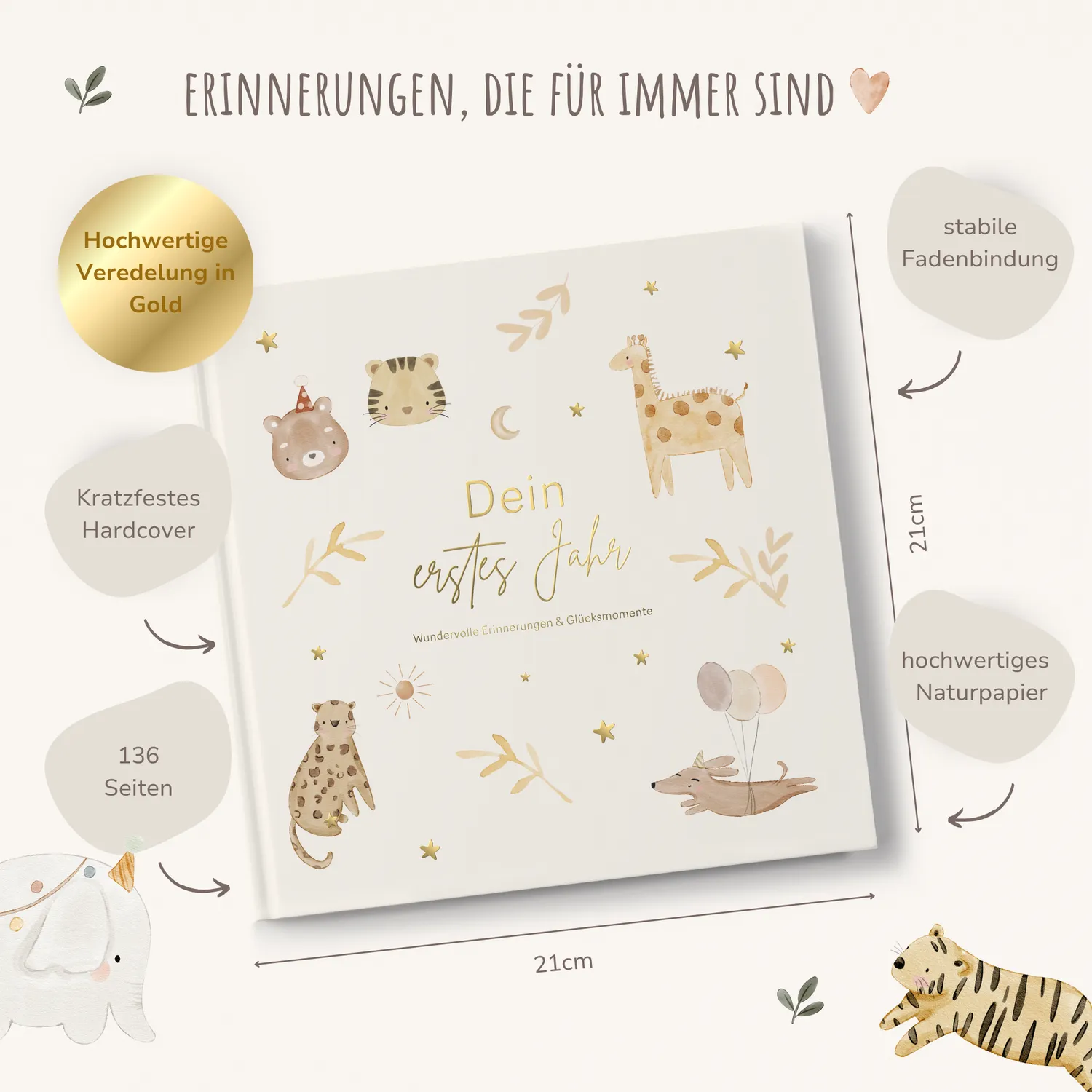 MeinBaby123 Babyalbum Dein erstes Jahr beige 136 Seiten