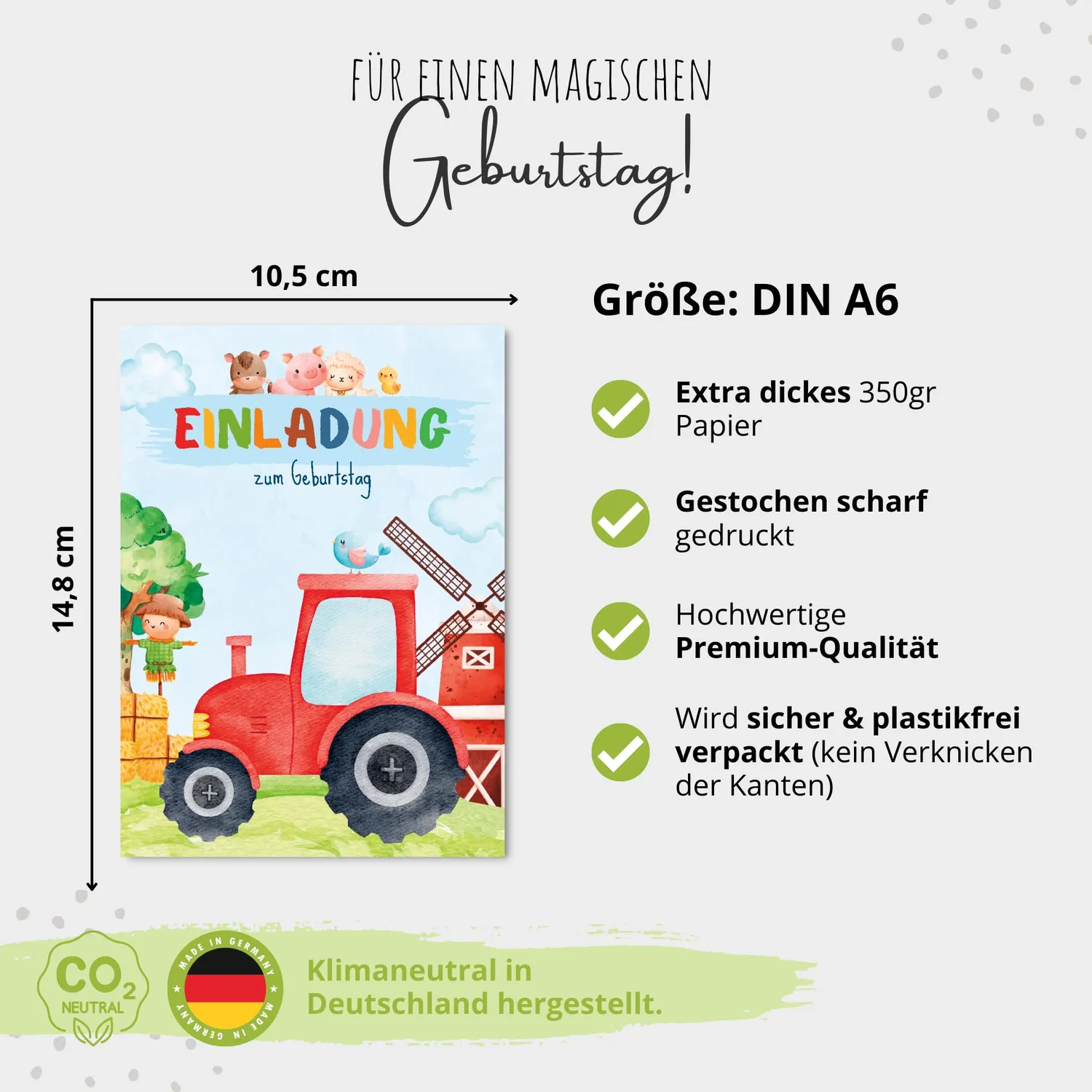 MeinBaby123 Kindergeburtstag Einladungskarten Bauernhof 10er mit Umschlägen