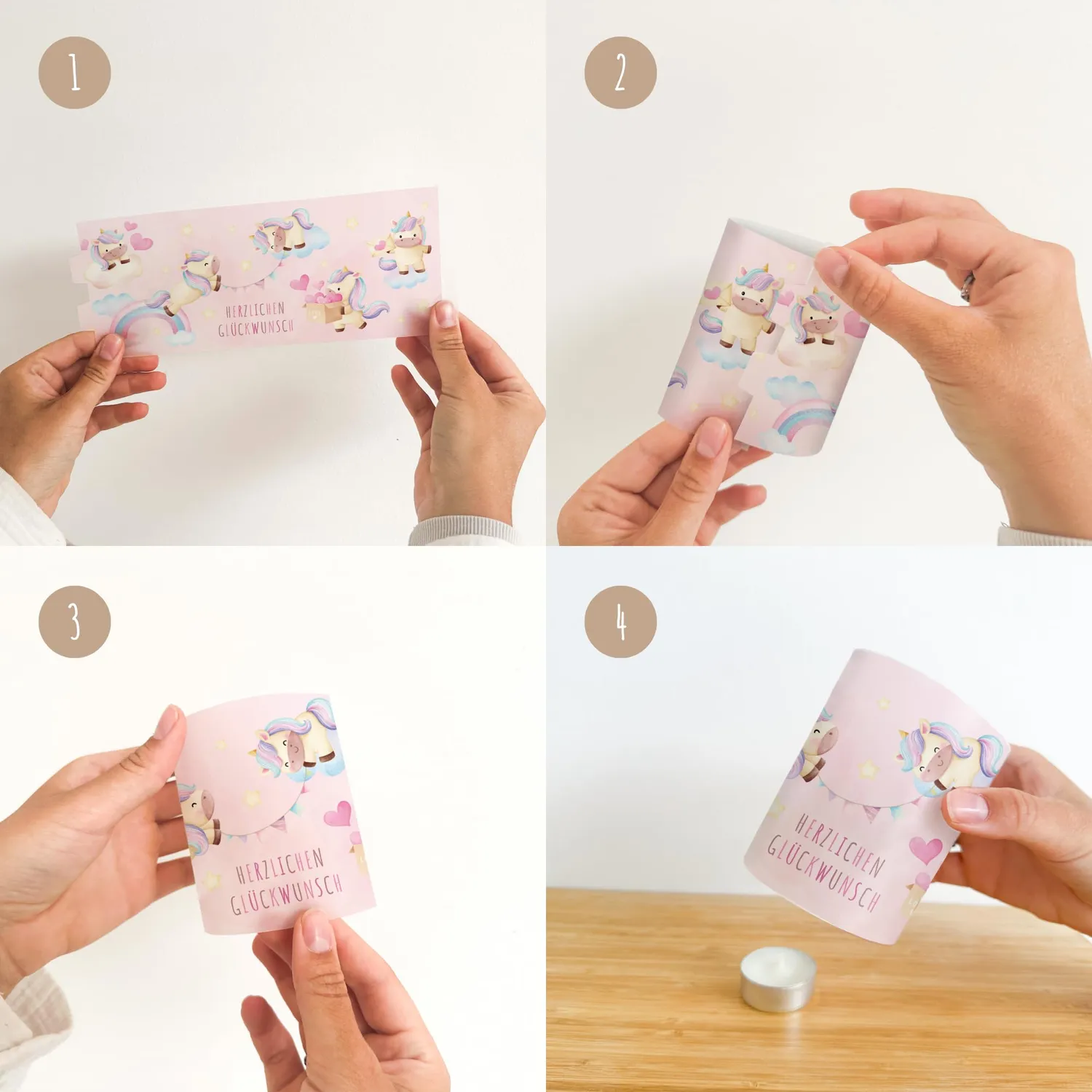 MeinBaby123 Einhorn Windlicht Tischdeko 10 Stück Transparentpapier