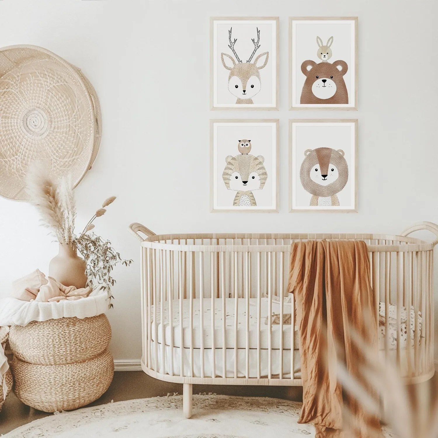 MeinBaby123 Vier Freunde Poster Kinderzimmer 4er Set A4 Boho