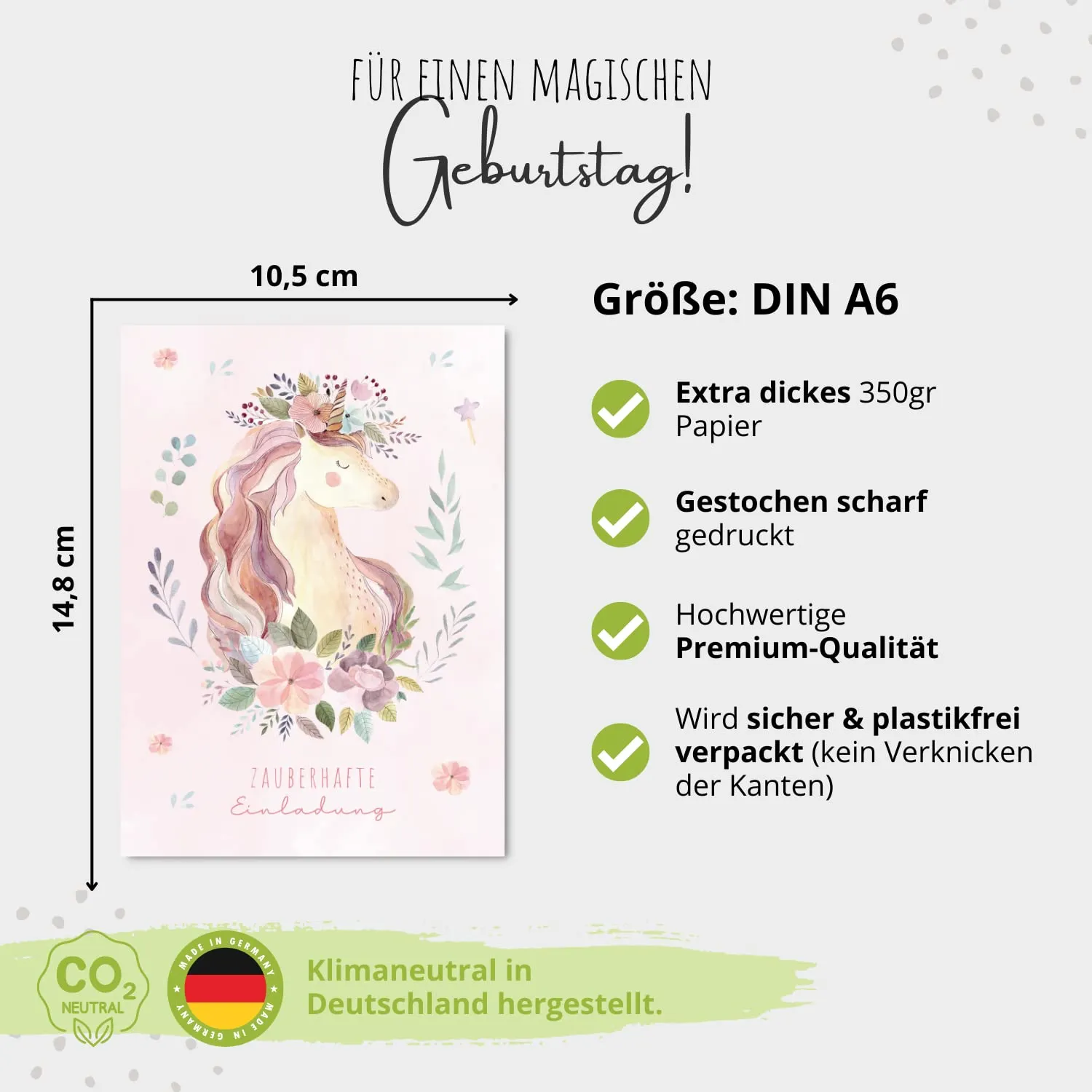 MeinBaby123 Einhorn Einladungskarten 10er Set A6