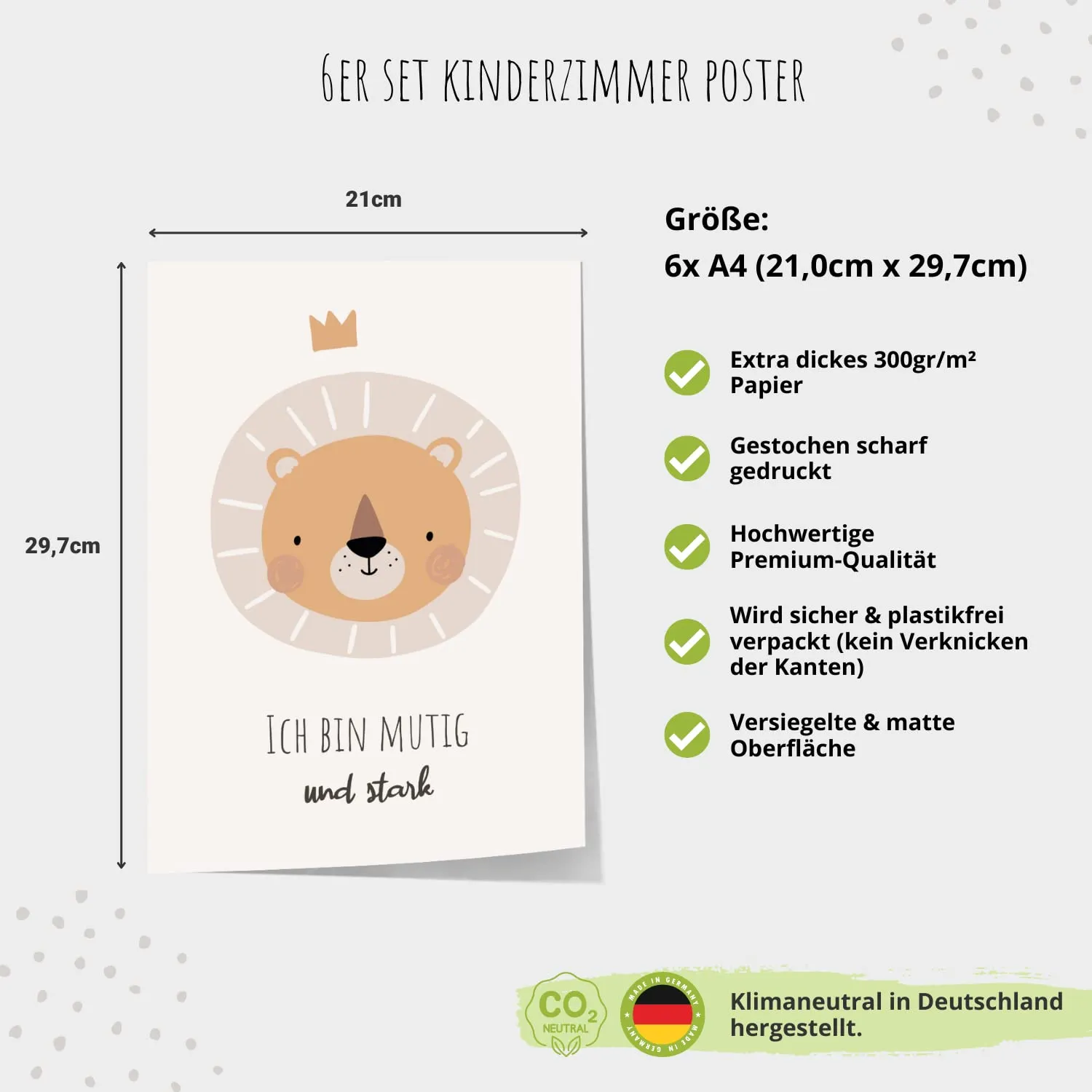MeinBaby123 Poster Affirmation 6er Set A4 Boho Tiere
