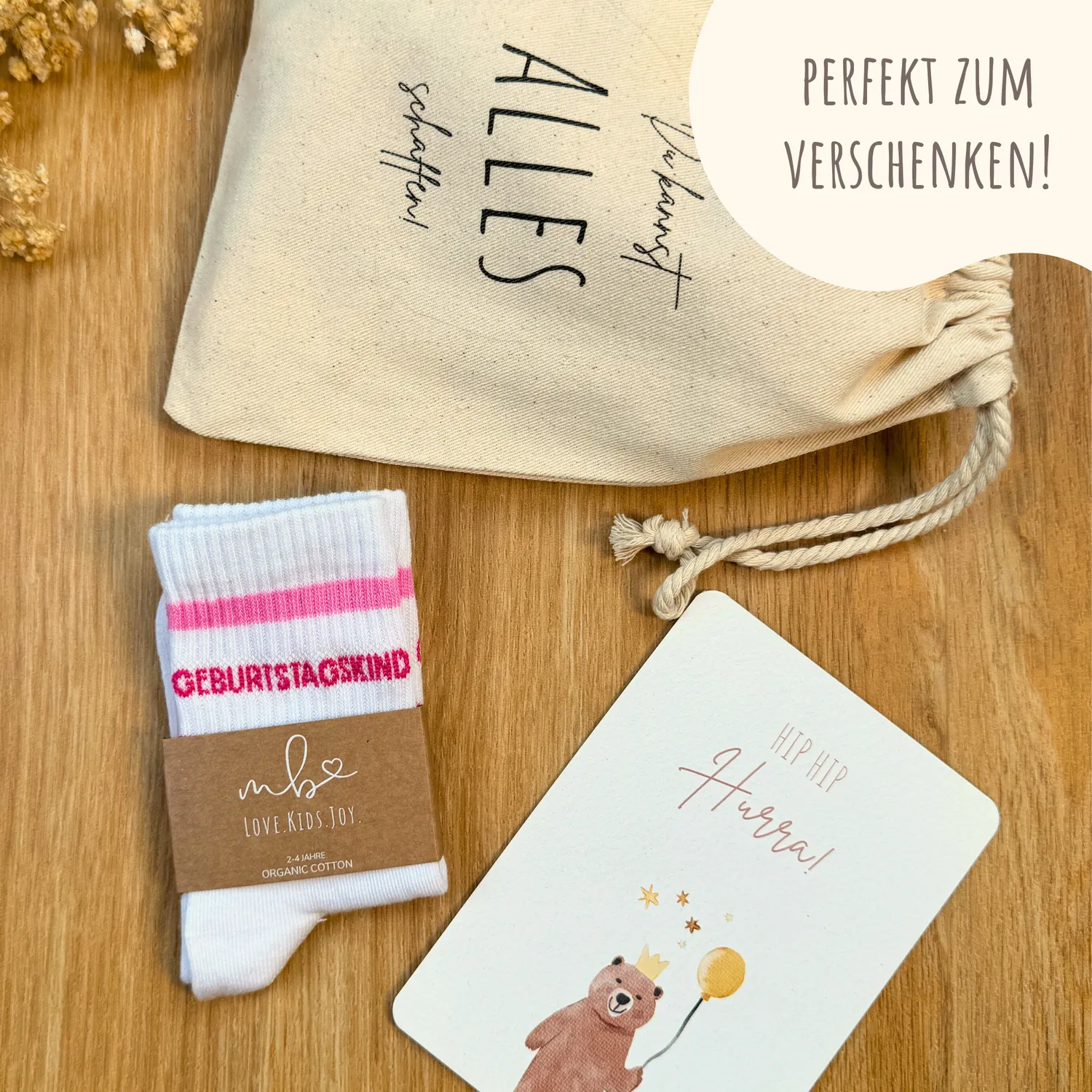 MeinBaby123 Geburtstagskind Socken Pink Baumwolle 1 Paar