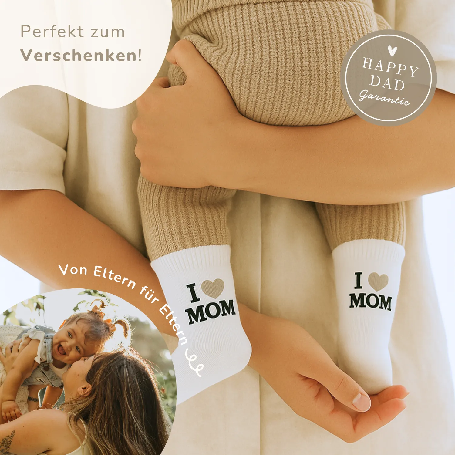 MeinBaby123 Babysocken Set I love Mom Baumwolle Karte