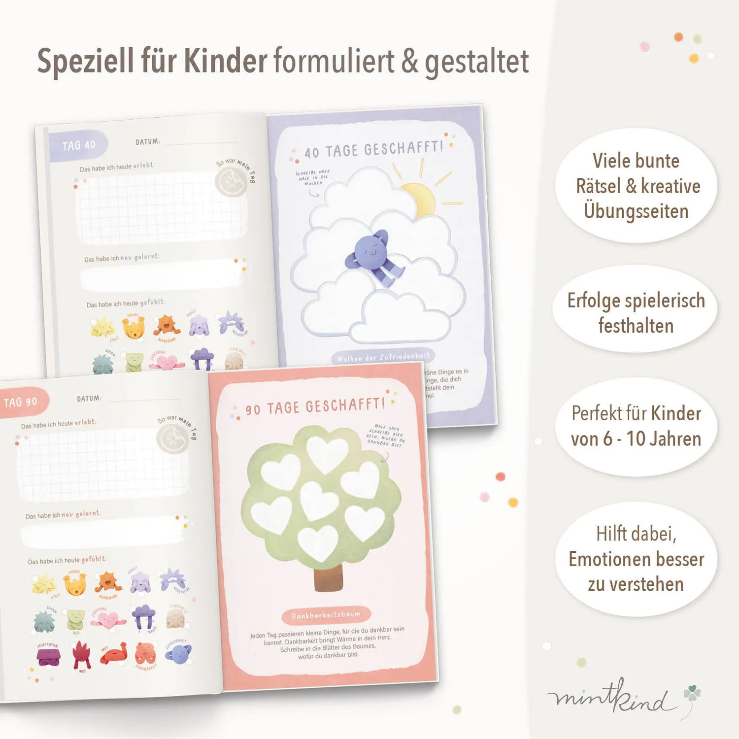 MINTKIND Gefühlstagebuch für Kinder Tagebuch 100 Tage